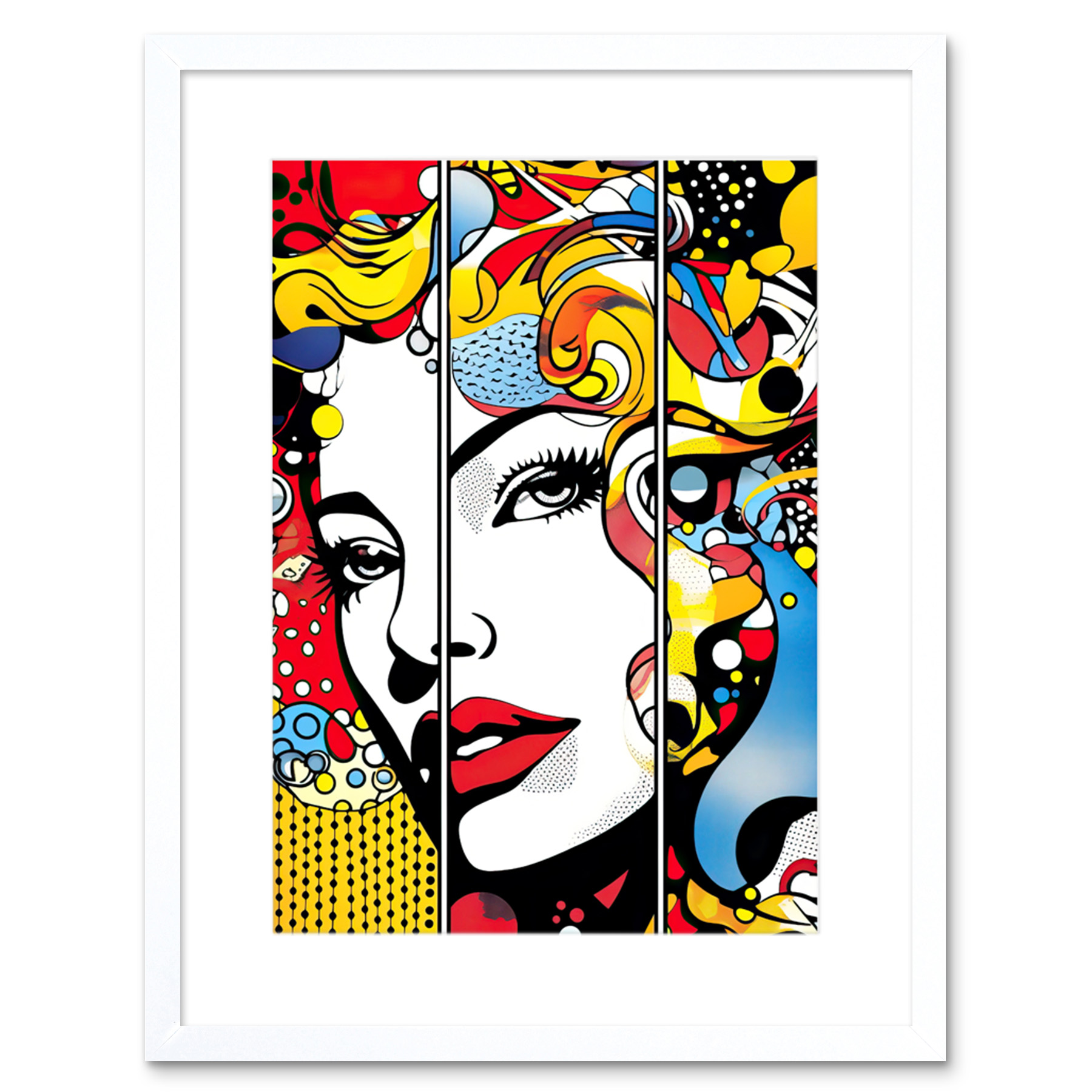 Teen Girl Comic Book Style Vibrant Patterns Abstract Framed Art Print 9X7