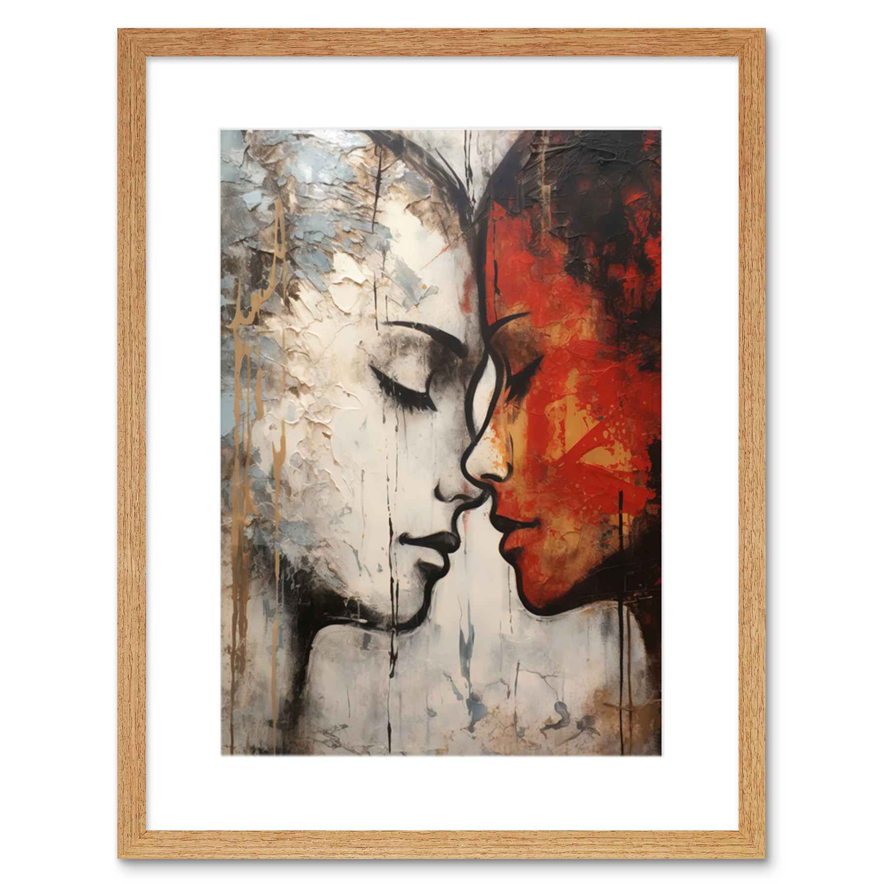 Affection Painting Red Bold Blue Gay Lovers Women Love Framed Art Picture 9X7""