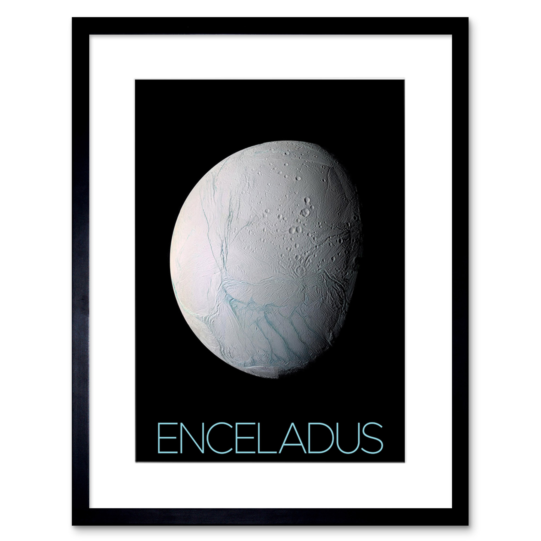 NASA Our Solar System Enceladus Saturn's Moon Ice Oceans Framed Wall Art 9X7 In