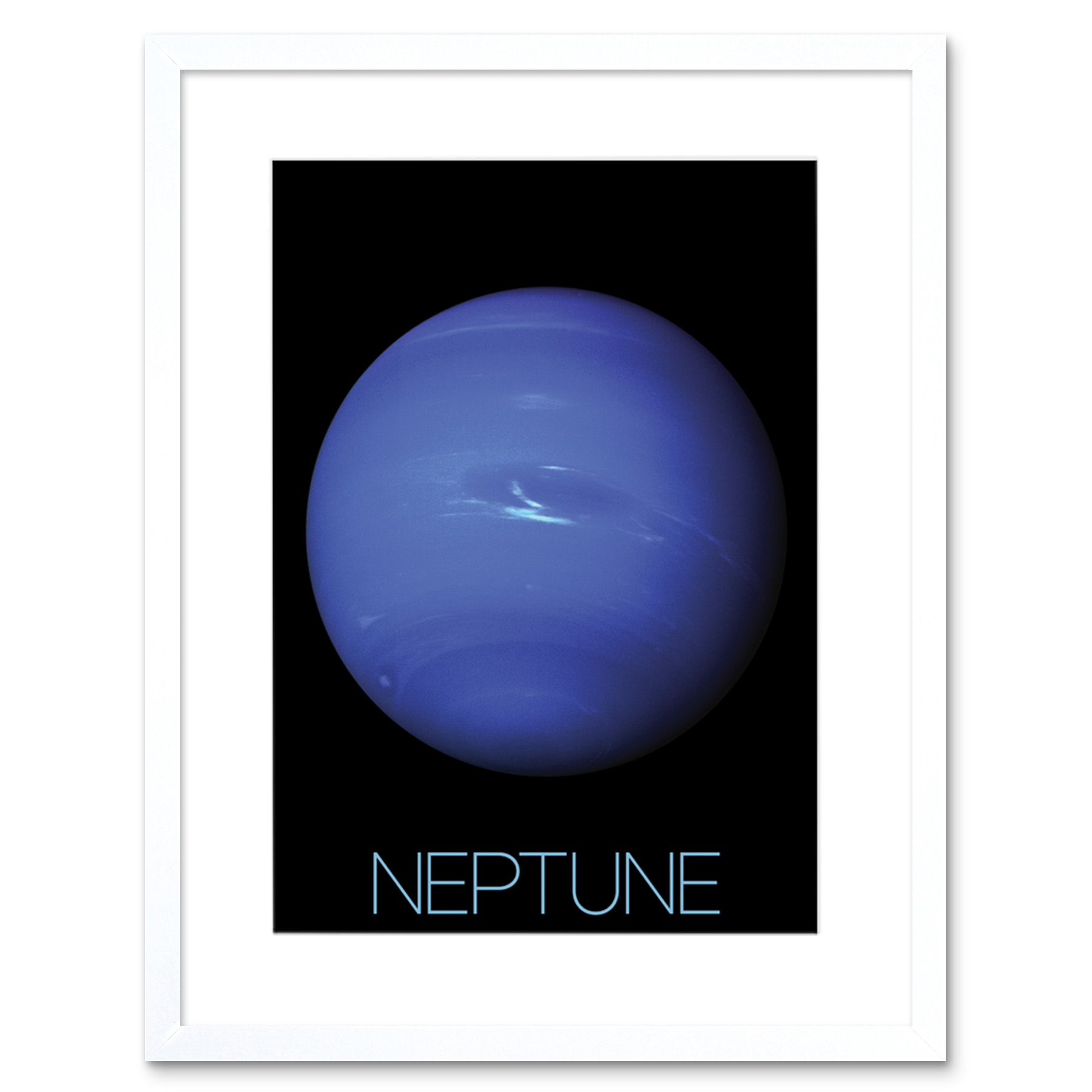 NASA Our Solar System Neptune Blue Planet Voyager 2 Image Framed Wall Art 9X7 In