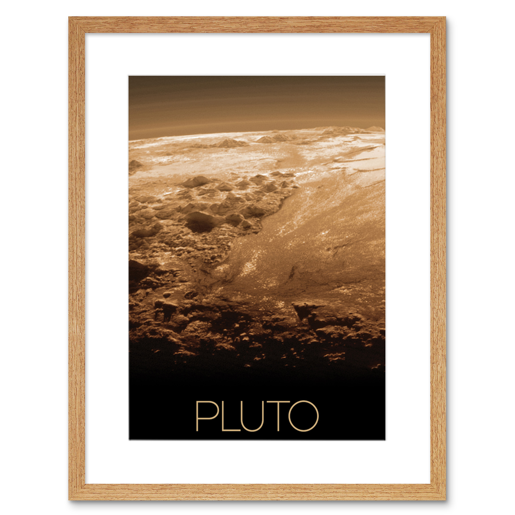 NASA Our Solar System Pluto New Horizons Surface Image Framed Wall Art 9X7 In