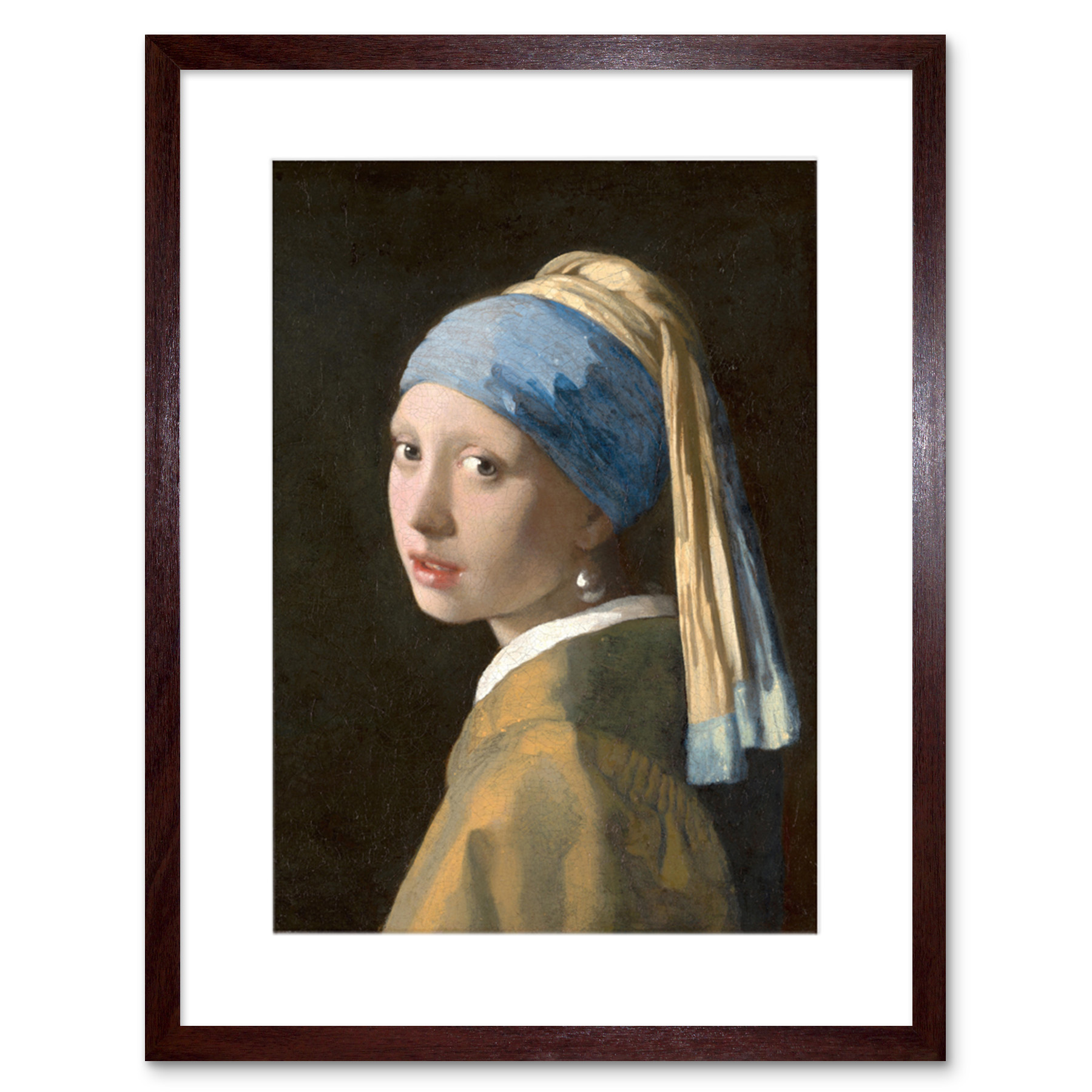 Johannes Vermeer Girl with Pearl Earring Reproduction Painting Framed Print 9X7""