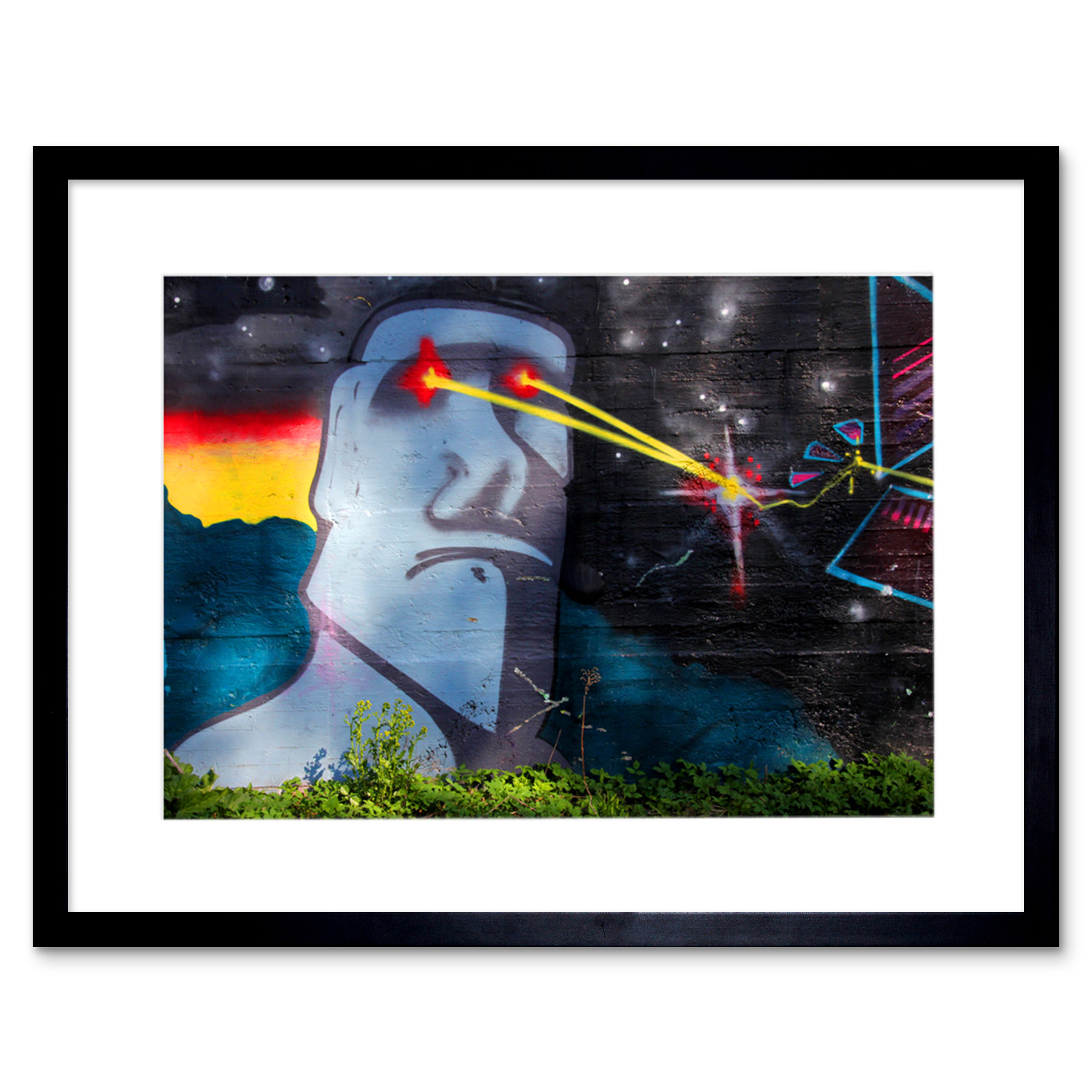 Graffiti Osterinsel Kopf Laser Kunstplakat Gerahmter Kunstdruck 18x23 cm - Bild 2 von 21