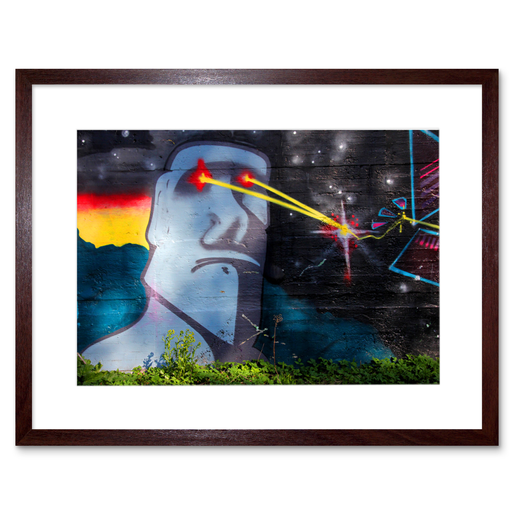 Graffiti Osterinsel Kopf Laser Kunstplakat Gerahmter Kunstdruck 18x23 cm - Bild 7 von 21