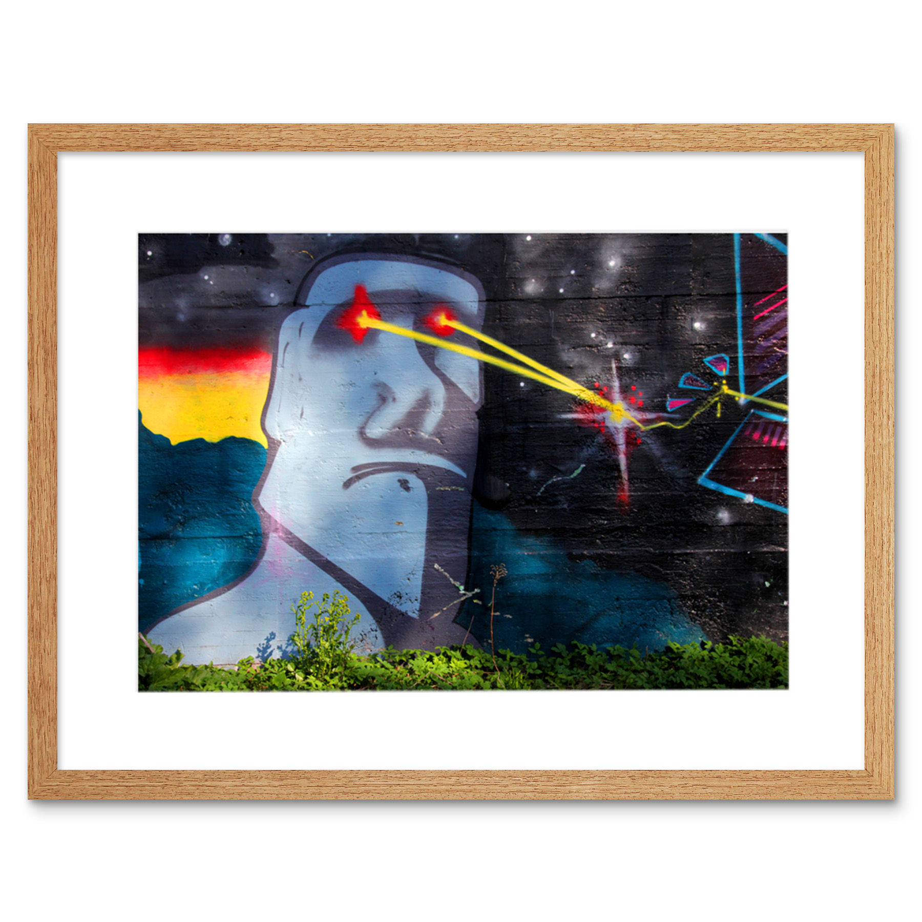 Graffiti Osterinsel Kopf Laser Kunstplakat Gerahmter Kunstdruck 18x23 cm - Bild 12 von 21