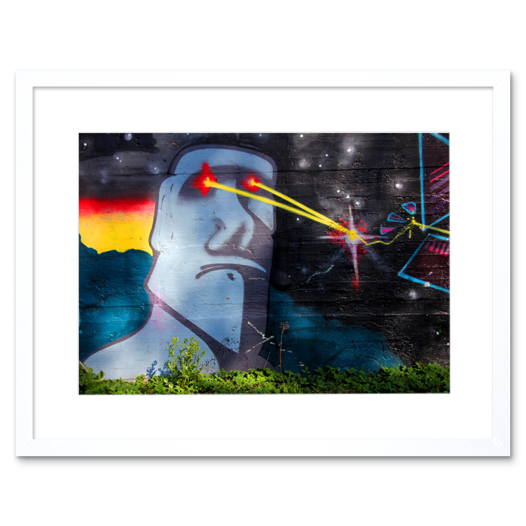 Graffiti Osterinsel Kopf Laser Kunstplakat Gerahmter Kunstdruck 18x23 cm - Bild 17 von 21