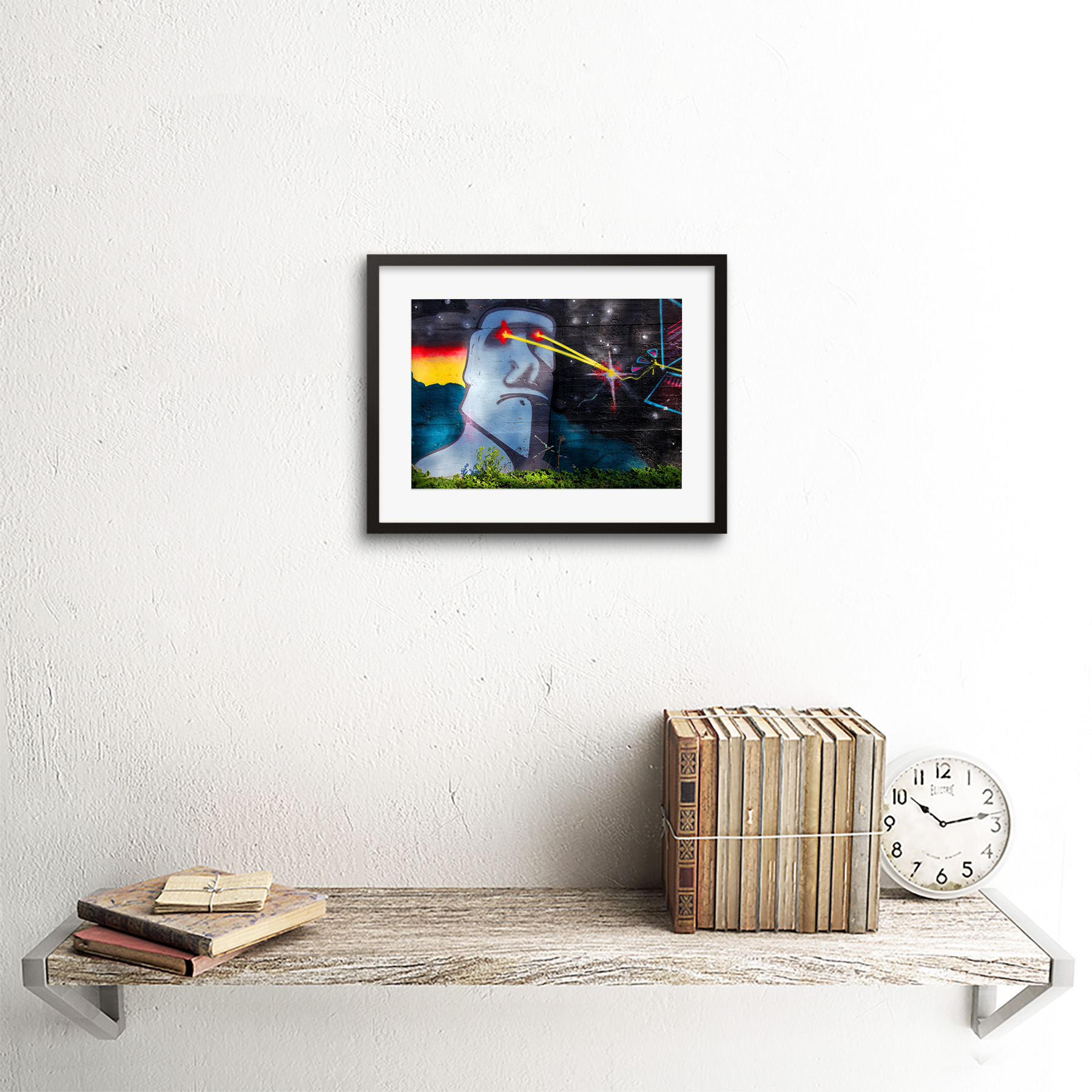 Graffiti Osterinsel Kopf Laser Kunstplakat Gerahmter Kunstdruck 18x23 cm - Bild 3 von 21