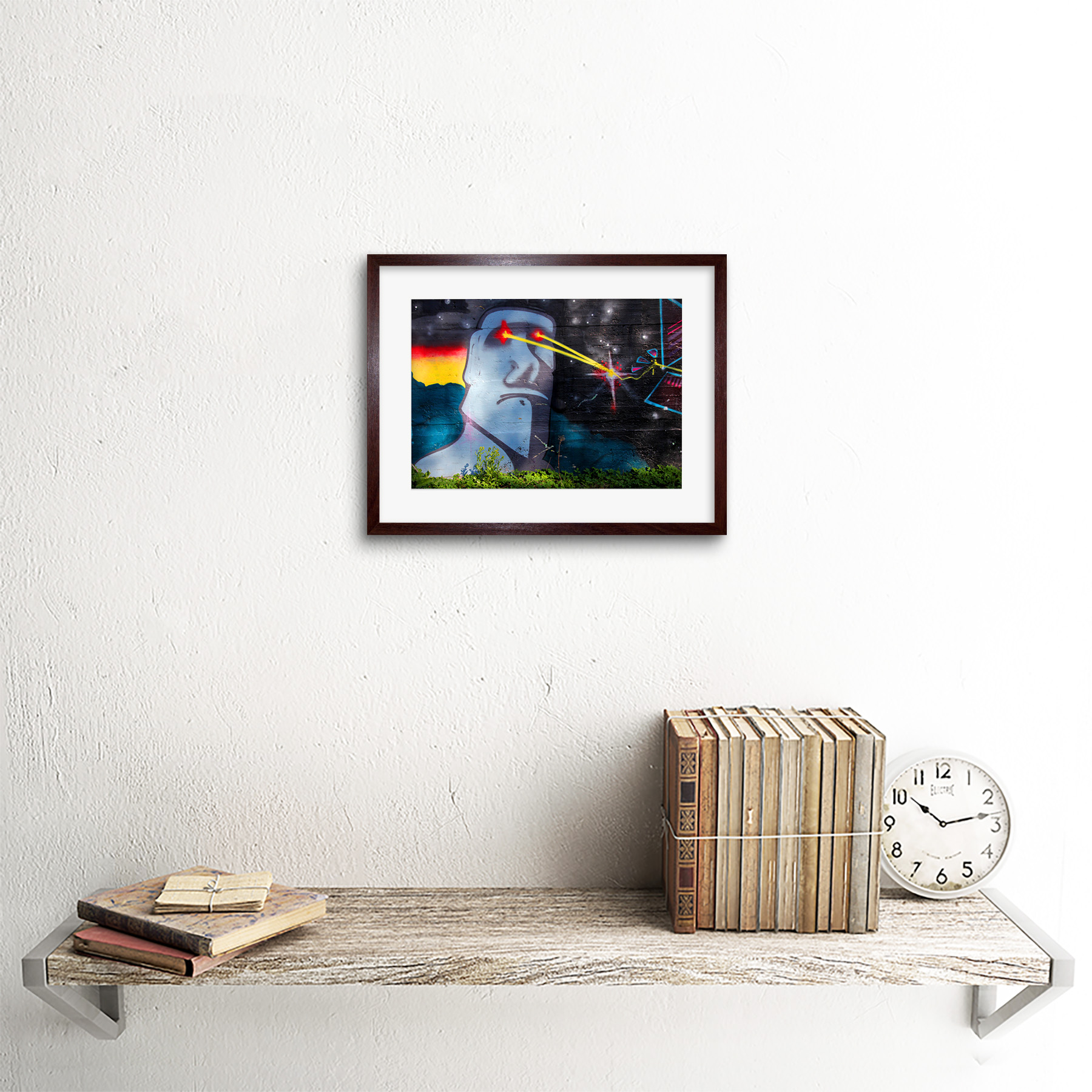 Graffiti Osterinsel Kopf Laser Kunstplakat Gerahmter Kunstdruck 18x23 cm - Bild 8 von 21