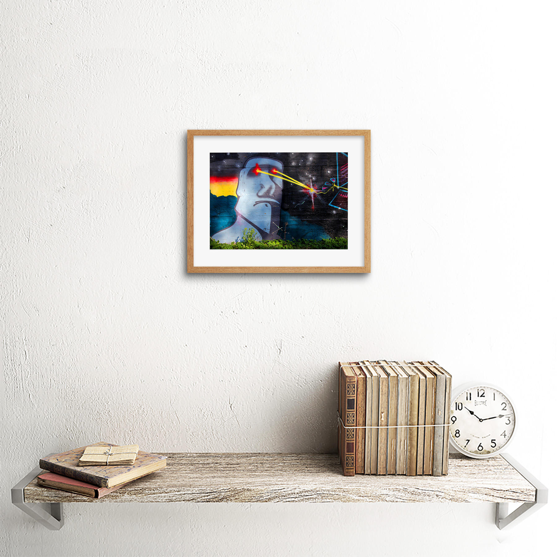 Graffiti Osterinsel Kopf Laser Kunstplakat Gerahmter Kunstdruck 18x23 cm - Bild 13 von 21