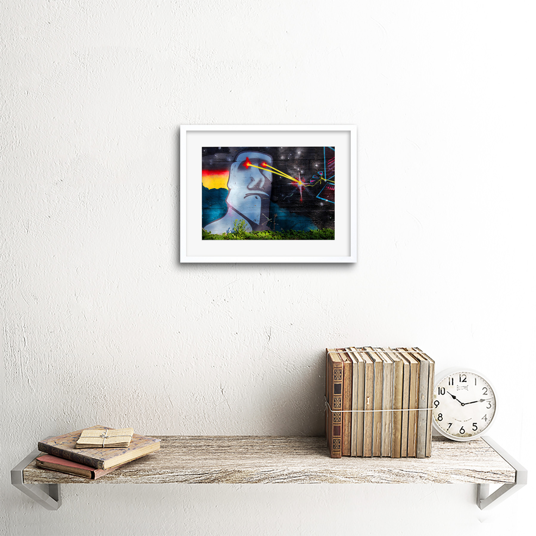 Graffiti Osterinsel Kopf Laser Kunstplakat Gerahmter Kunstdruck 18x23 cm - Bild 18 von 21