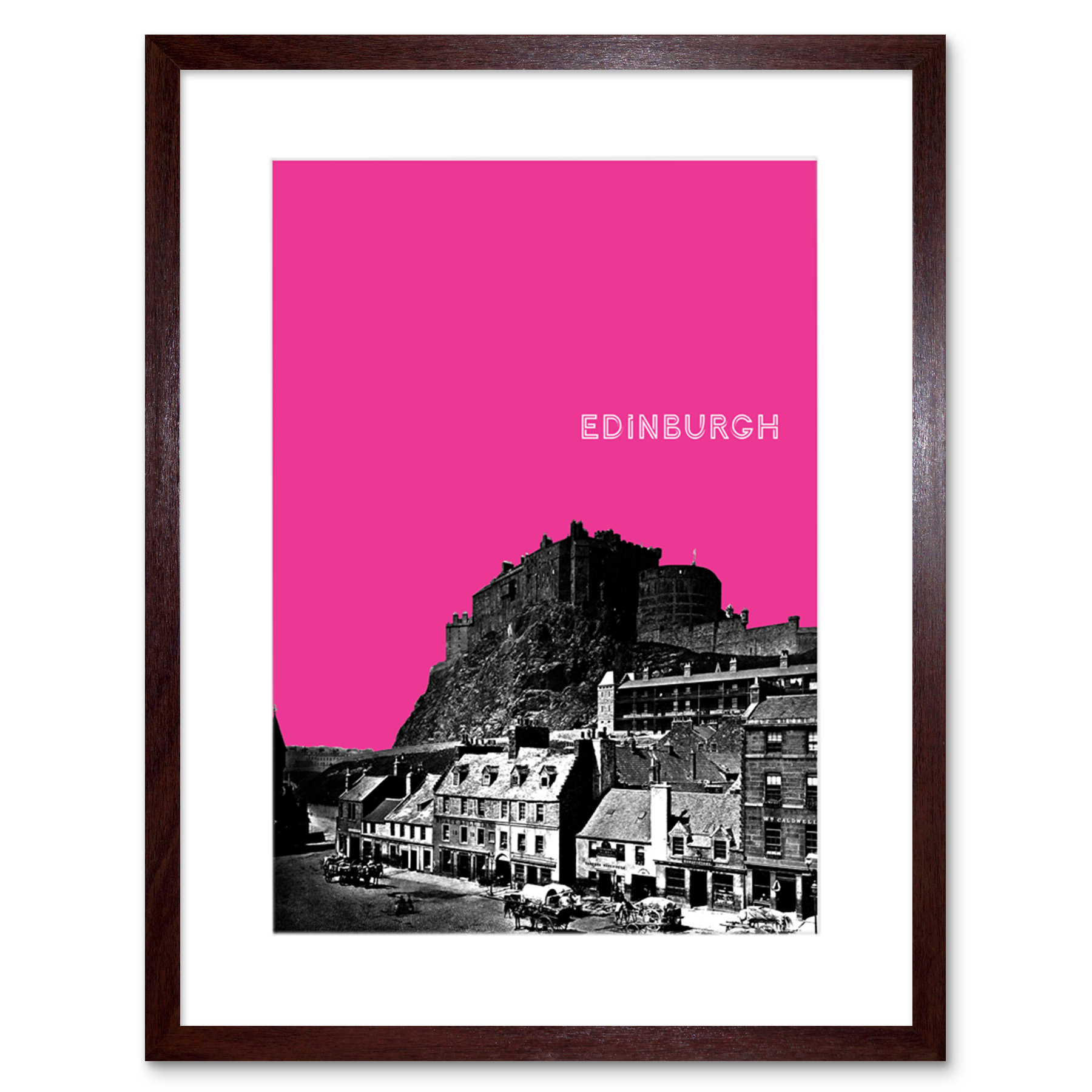 Grassmarket Edinburgh Scotland Scottish Landmark Pink Framed Wall Art Print