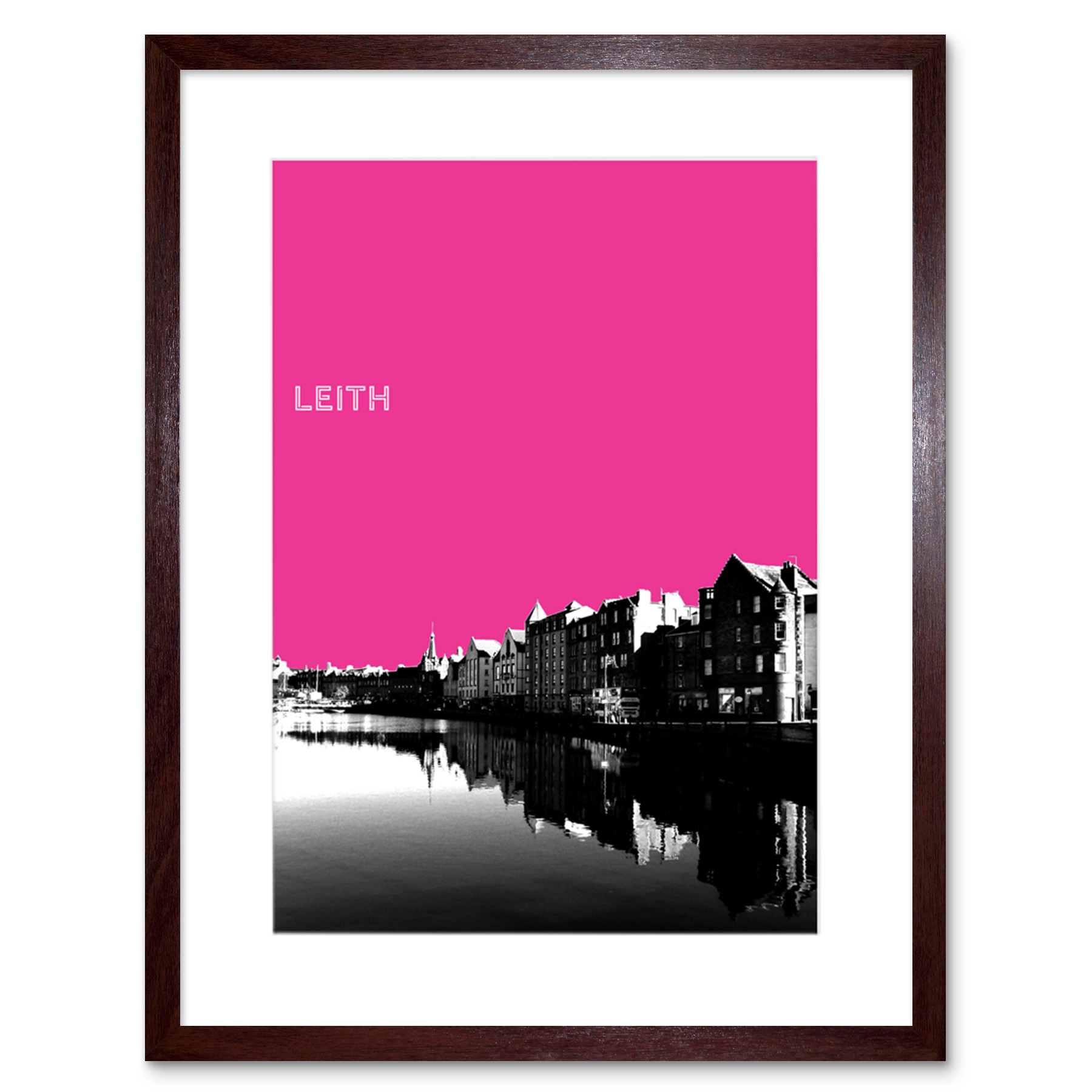 Leith Shore Edinburgh Scotland Scottish Landmark Pink Framed Wall Art Print