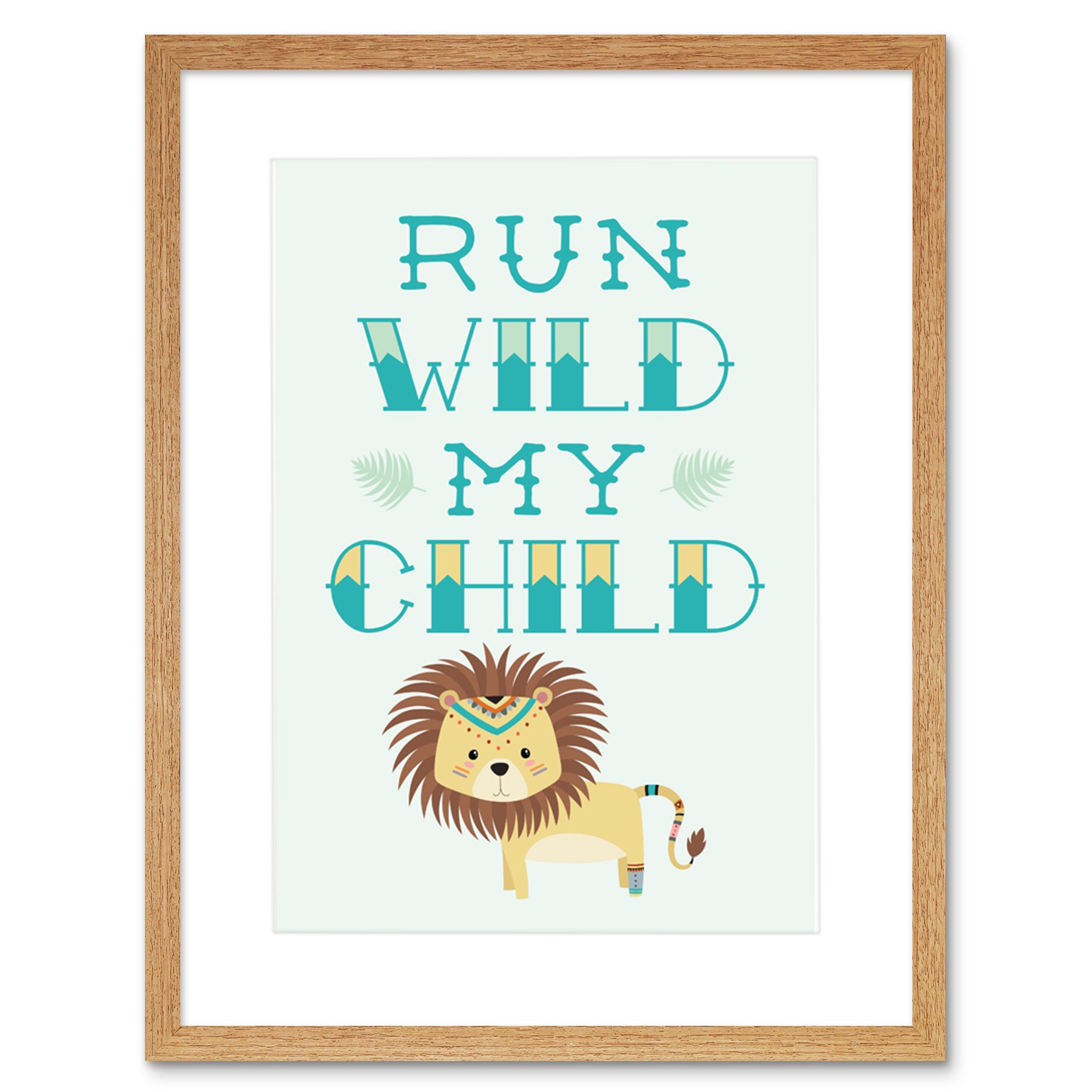 Kids Run Wild Child Lion Framed Wall Art Print 9x7 Inch