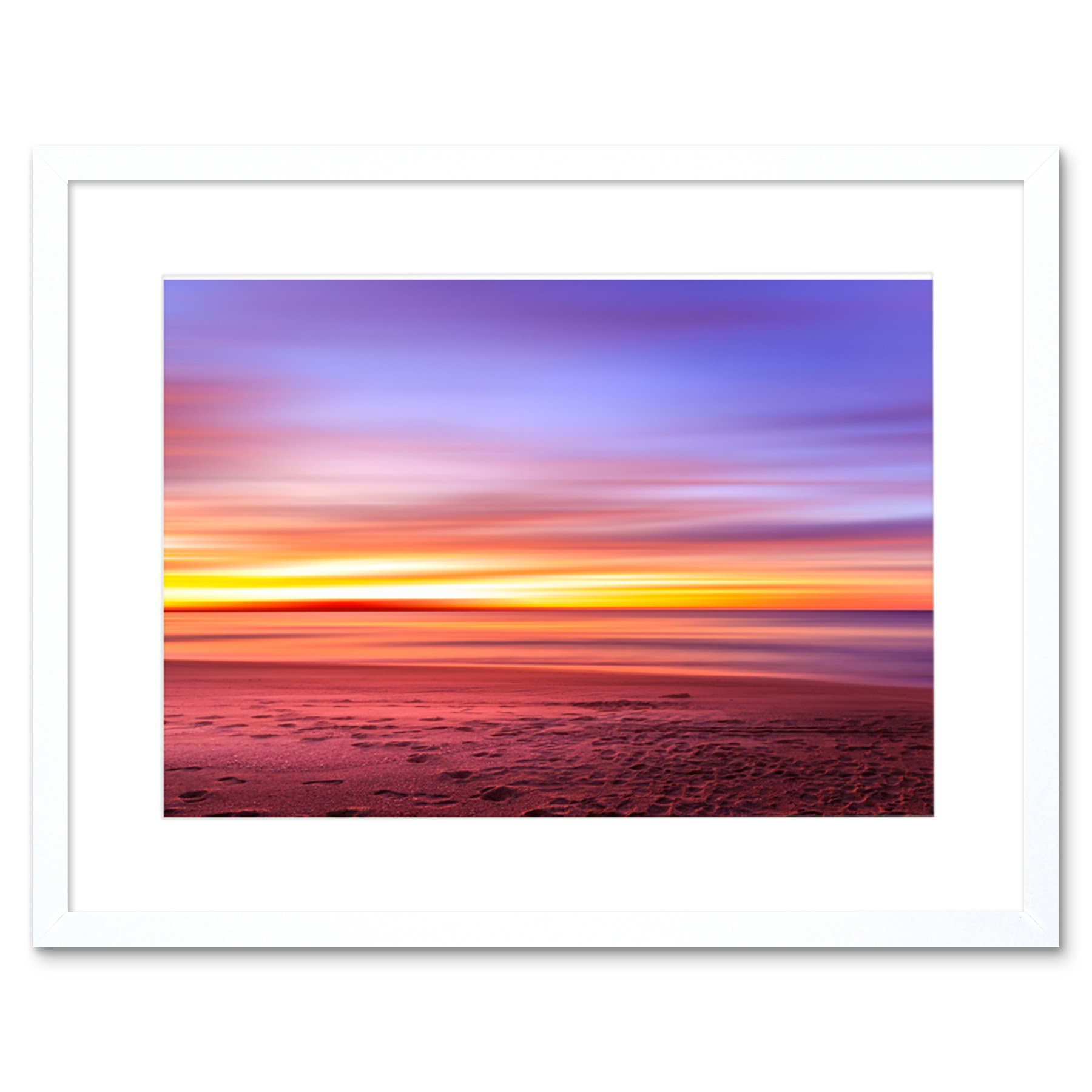 Kasalovic Beautiful Sunset Ocean Beach Framed Wall Art Print 9x7 Inch