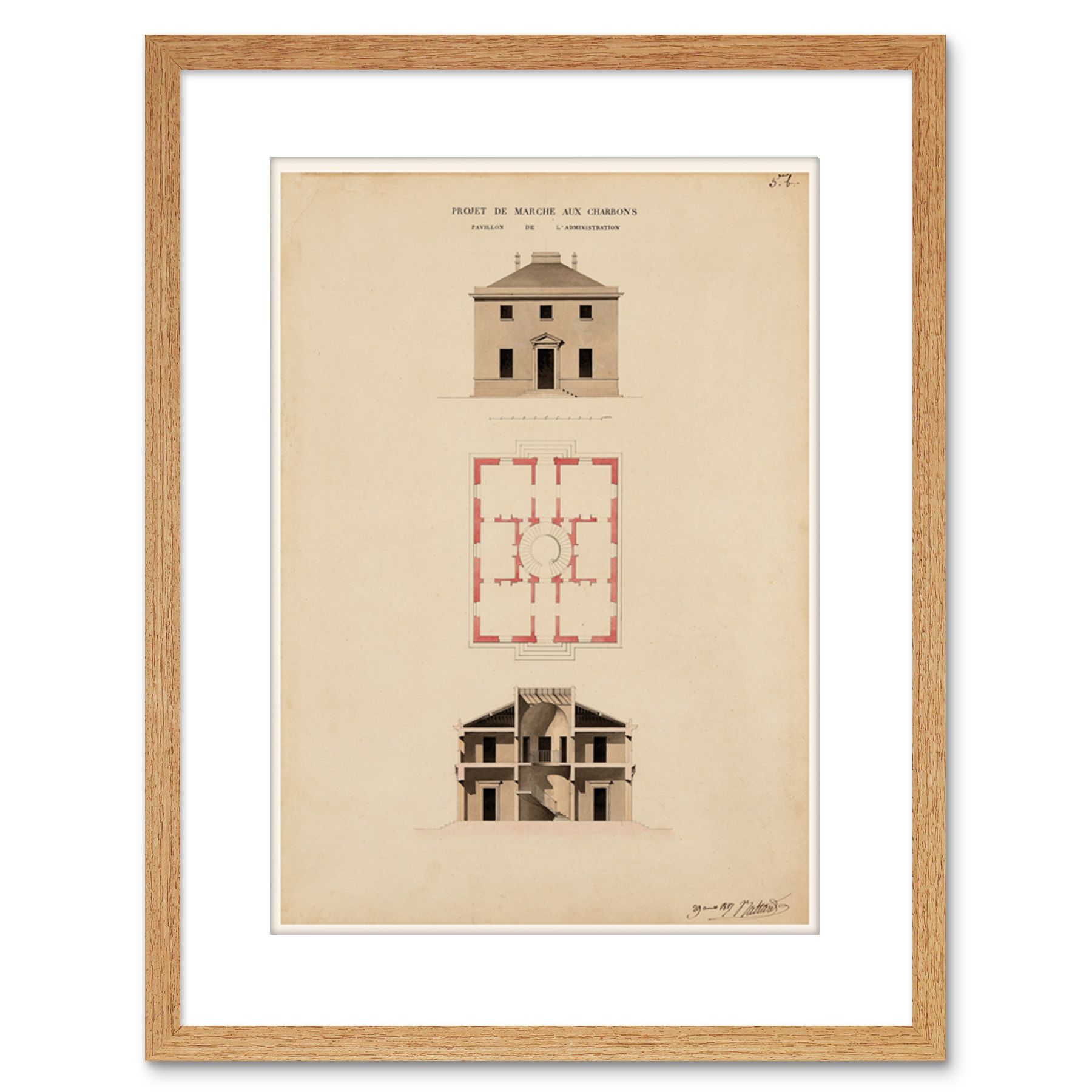 Framed Light Oak 9X7