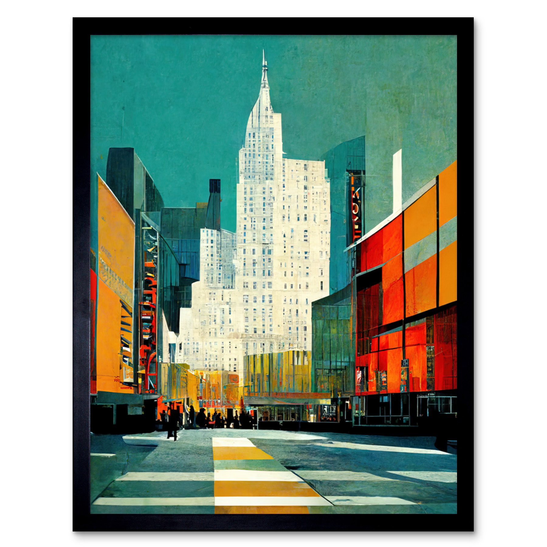 Broadway Manhattan New York Cityscape Framed Wall Art Picture Print 9X7 In