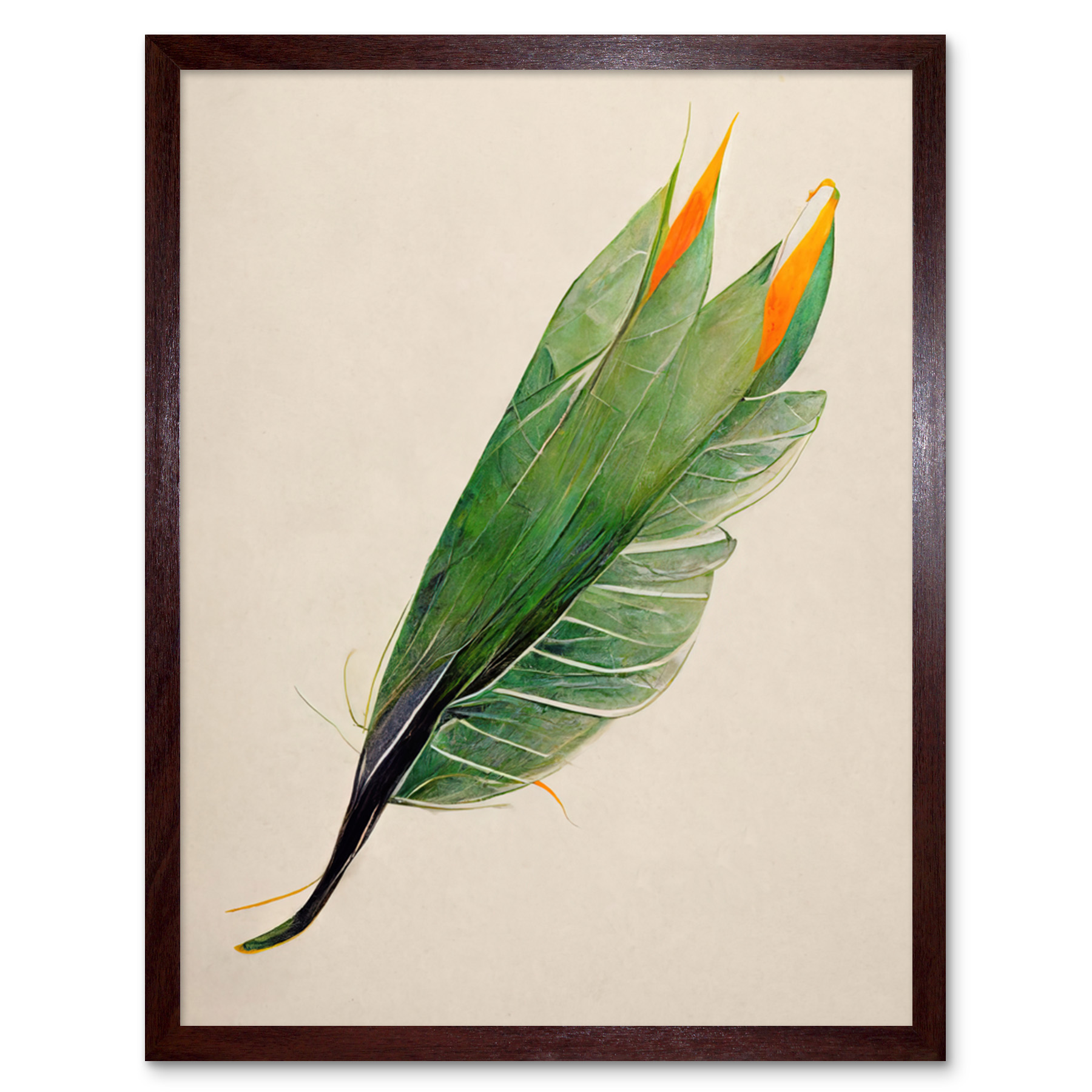 Tropical Bird of Paradise Leaf Botanical Framed Wall Art Picture Print 9X7 In