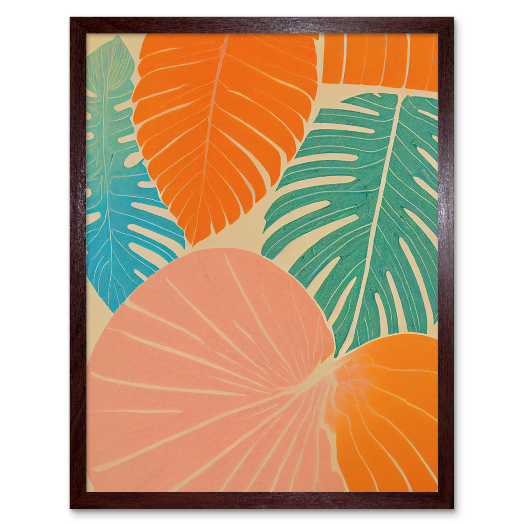 Tropic Monstera Leaf Jungle Pastel Botanic Framed Wall Art Picture Print 9X7 In