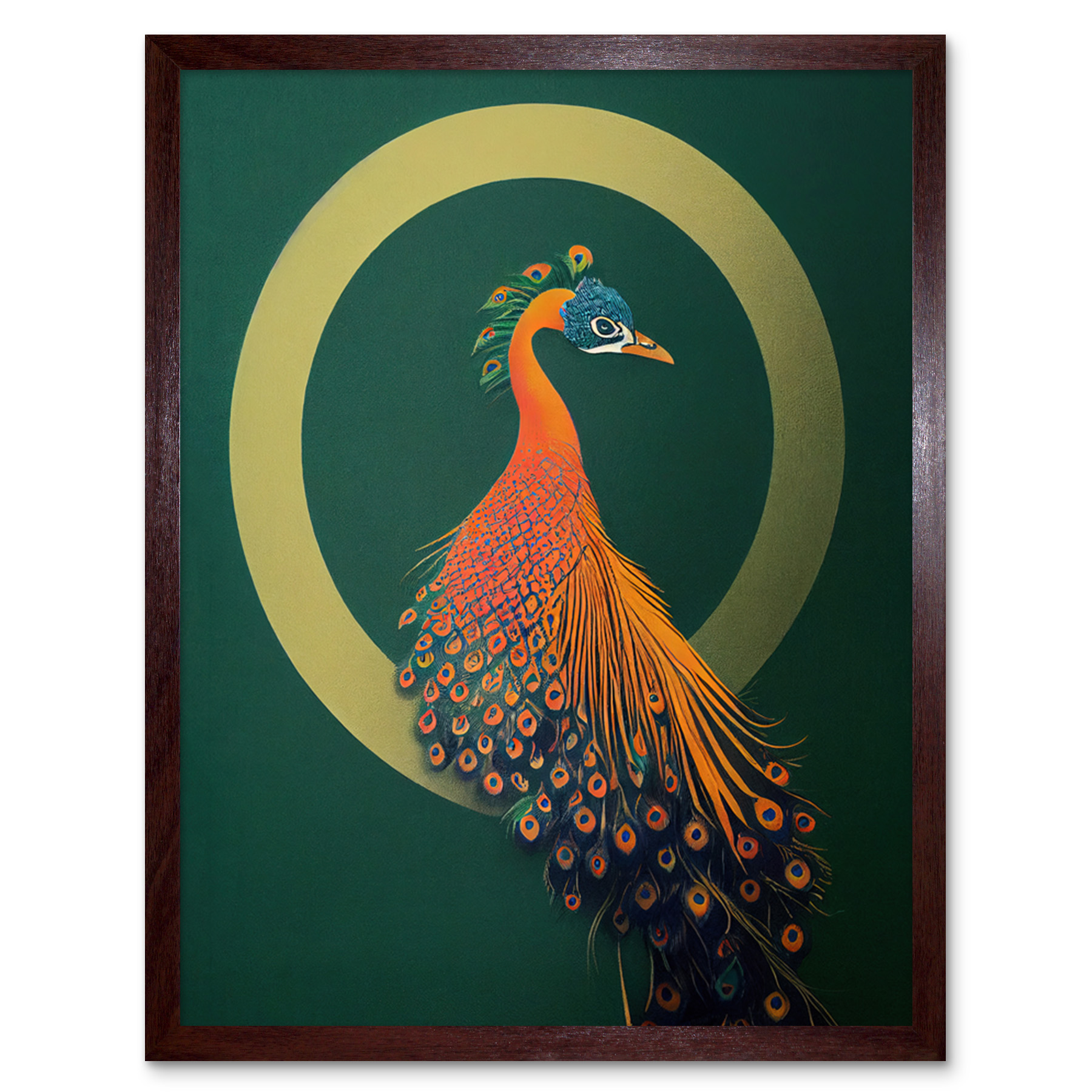 Glamorous Stylish Chic Peacock Green Framed Wall Art Picture Print 9X7 In