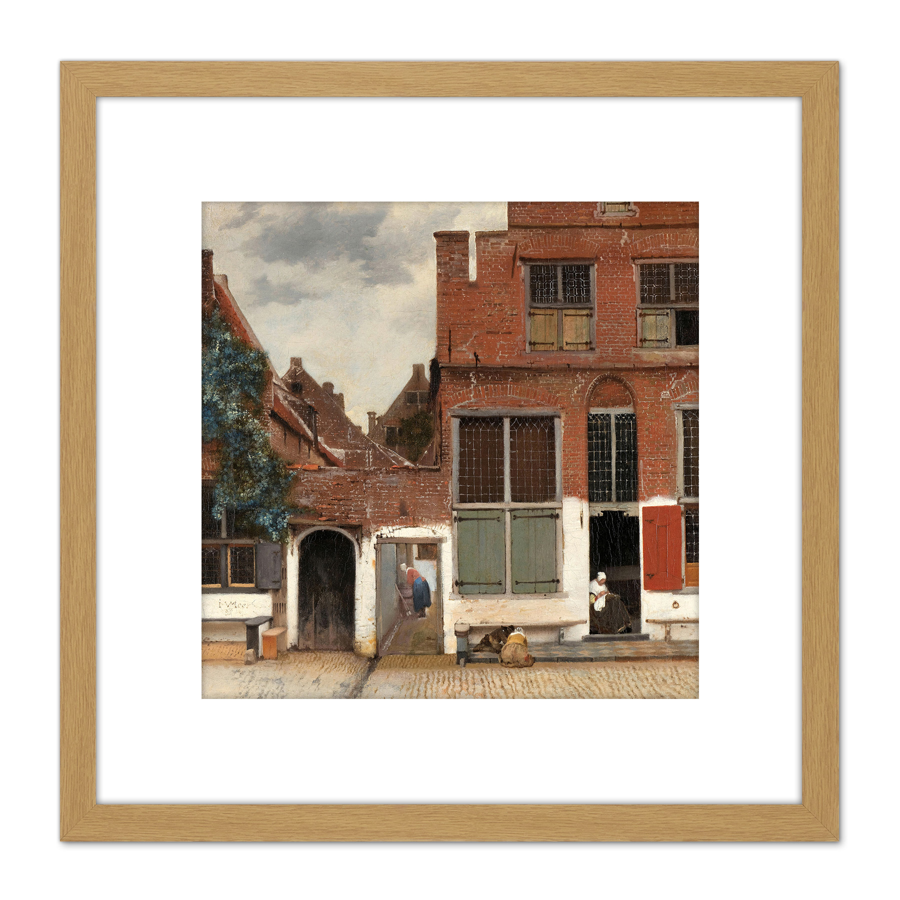 Vermeer View Of Houses In Delft The Little Street Square Framed Wall Art 8X8 In