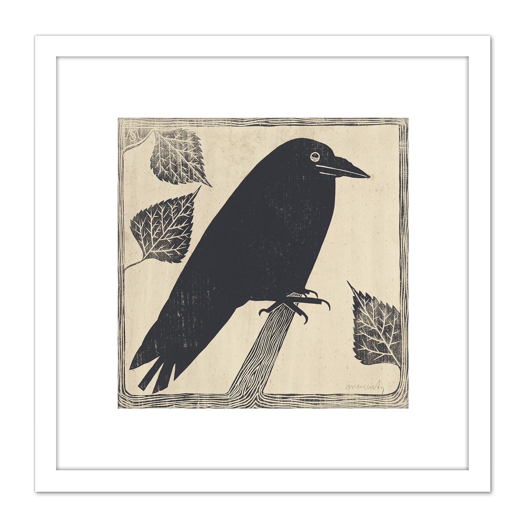 Samuel Jessurun De Mesquita Picture Of A Crow Square Framed Wall Art 8X8 In