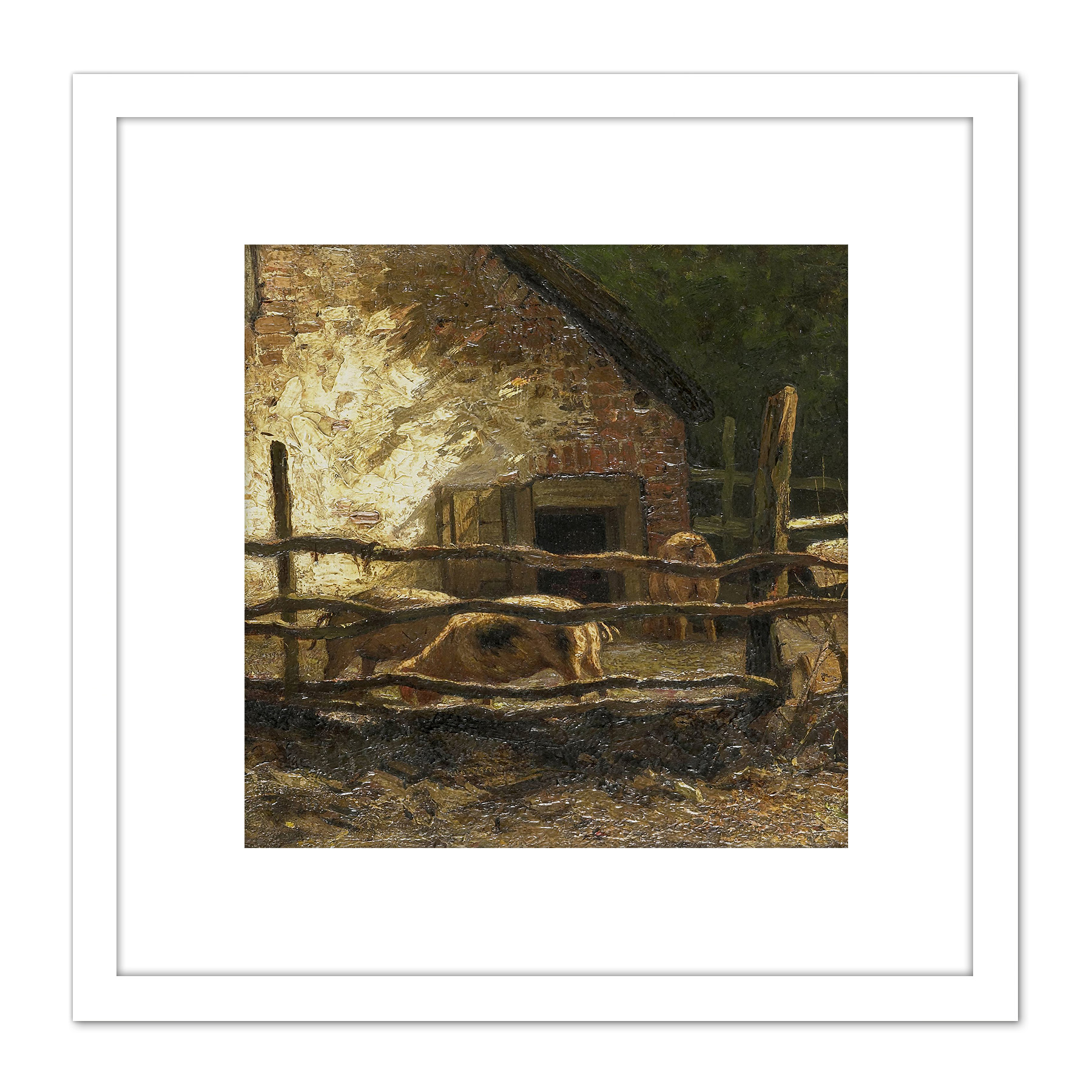 Apol Pigs In A Sty Painting Square Framed Wall Art 8X8 In