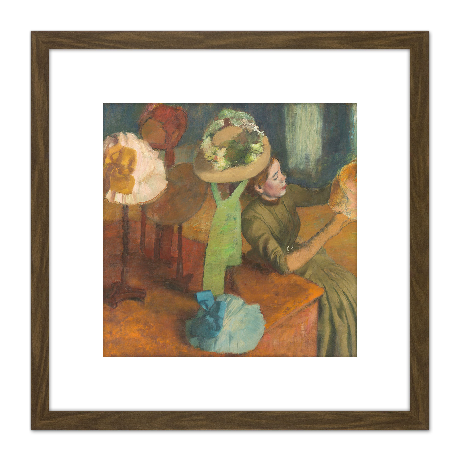 Edgar Degas The Millinery Shop Square Framed Wall Art 8X8 In