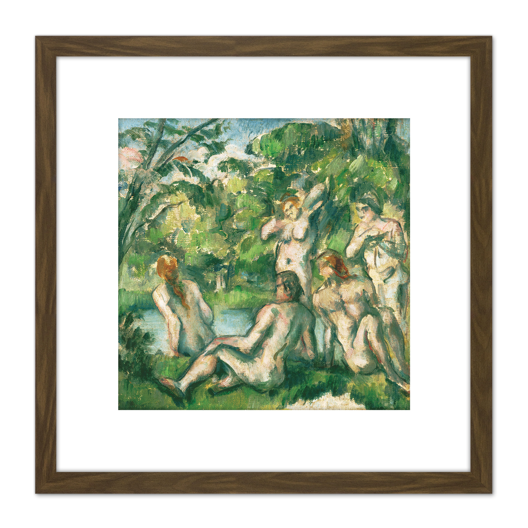Paul Cezanne Bathers Painting Square Framed Wall Art 8X8 In
