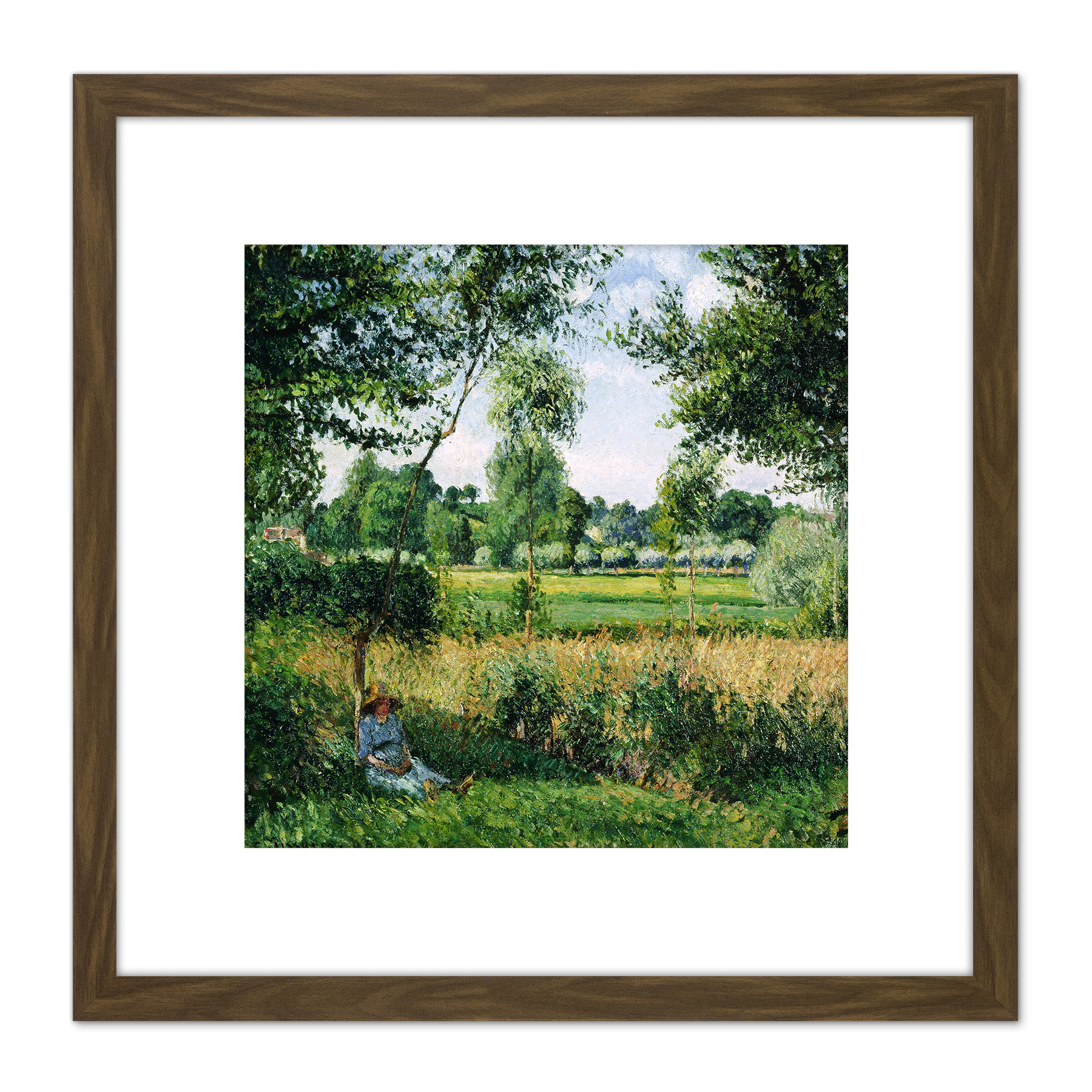 Pissarro Morning Sunlight Effect Eragny Cropped Square Framed Wall Art 8X8 In