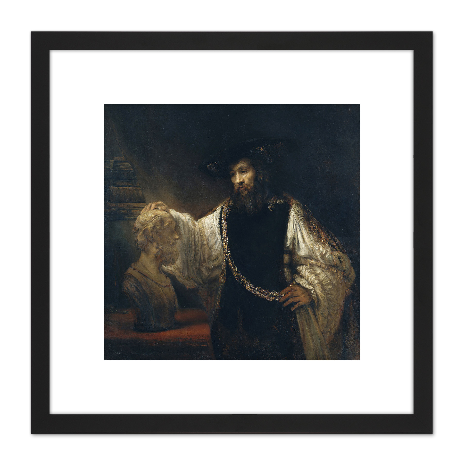 Rembrandt Aristotle With A Bust Of Homer Square Framed Wall Art 8X8 In
