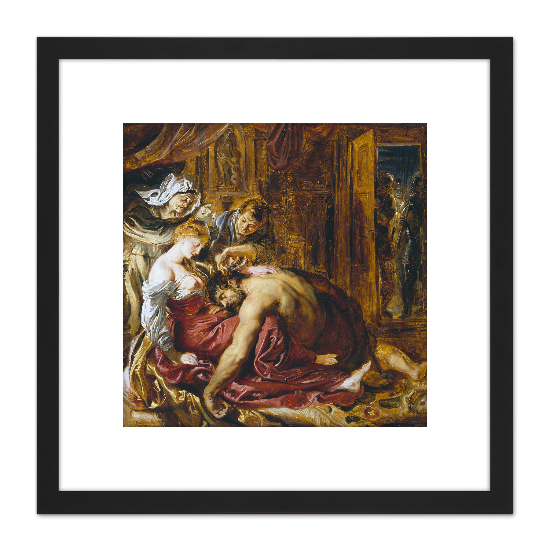 Rubens Samson And Delilah Painting Square Framed Wall Art 8X8 In