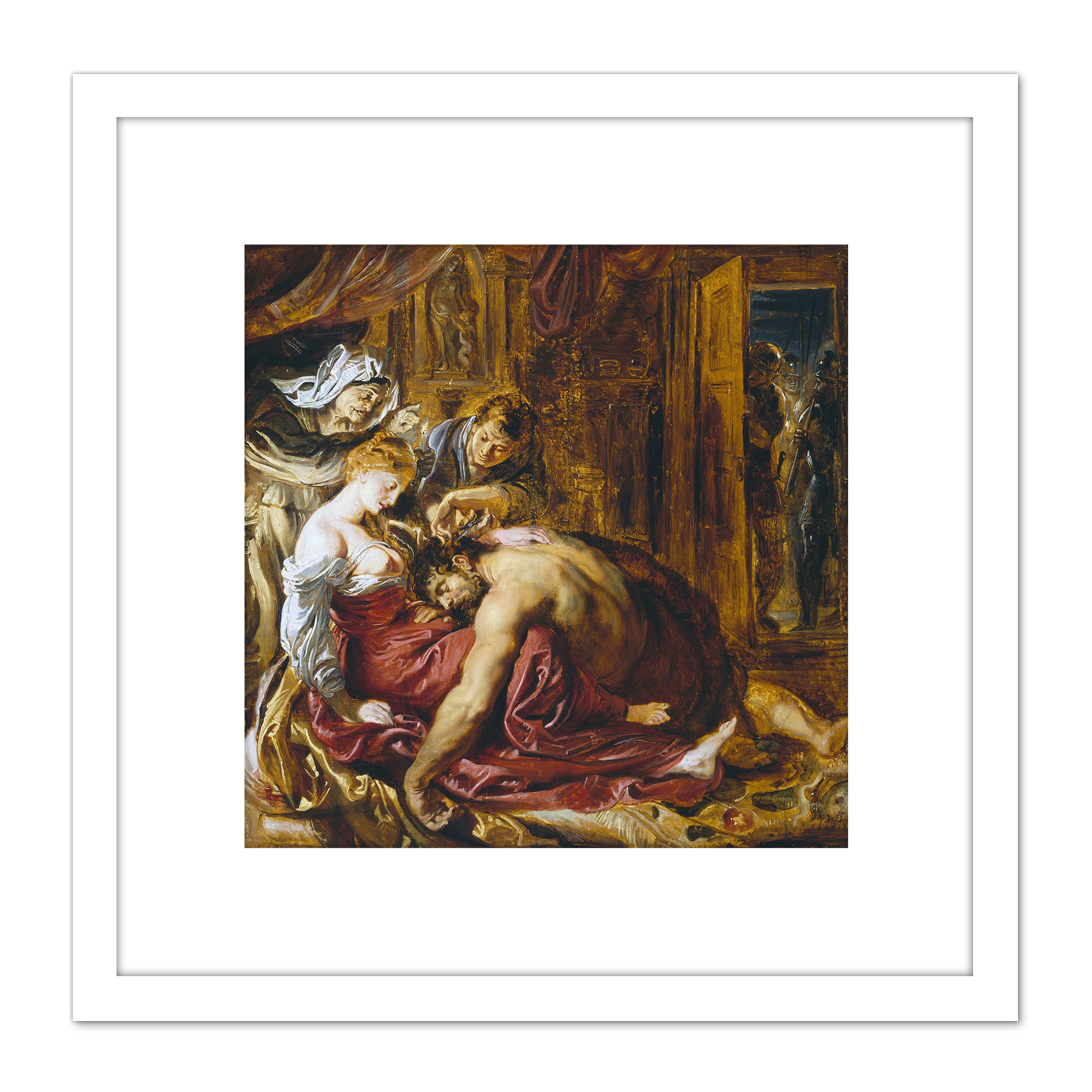 Rubens Samson And Delilah Painting Square Framed Wall Art 8X8 In