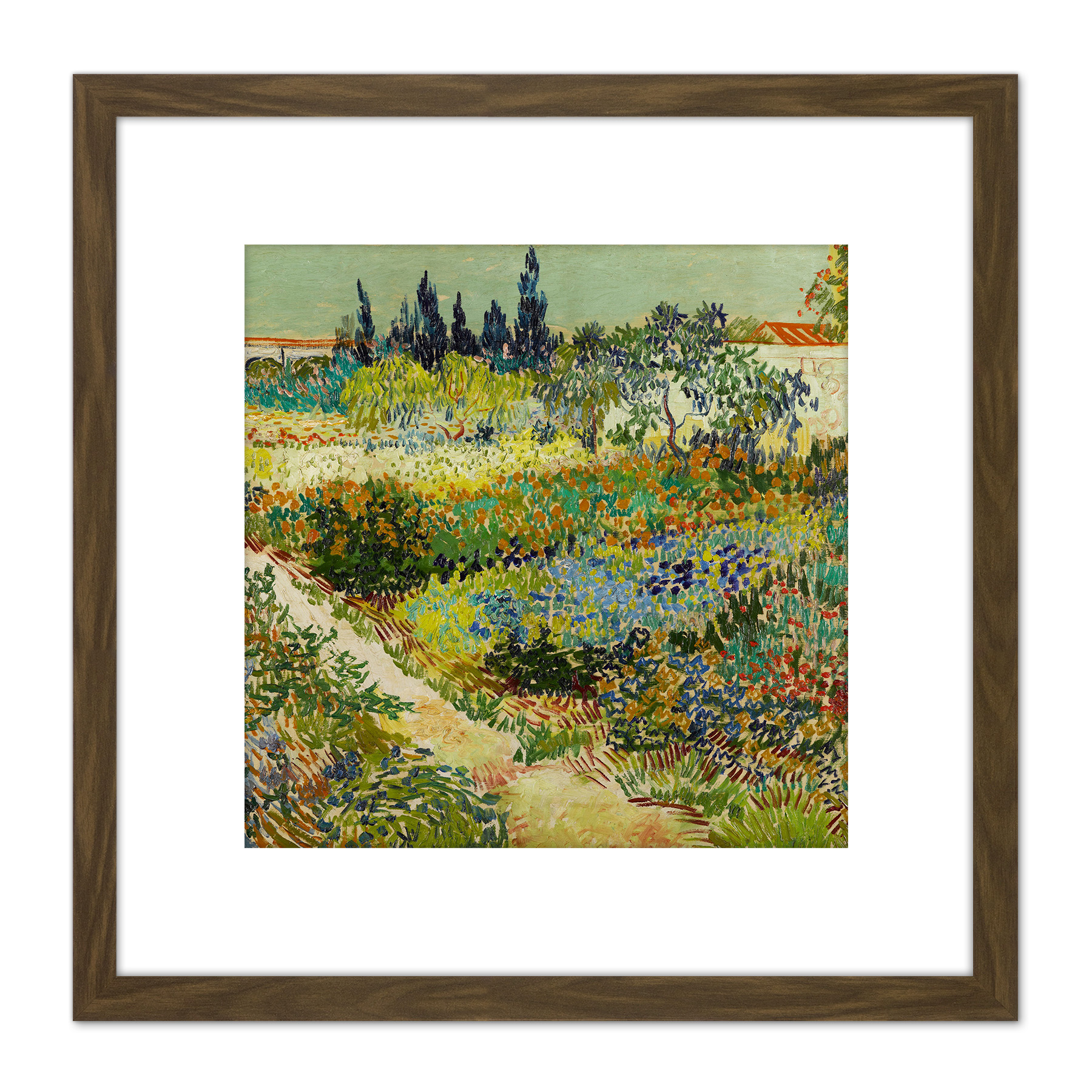 Vincent Van Gogh Garden At Arles Square Framed Wall Art 8X8 In