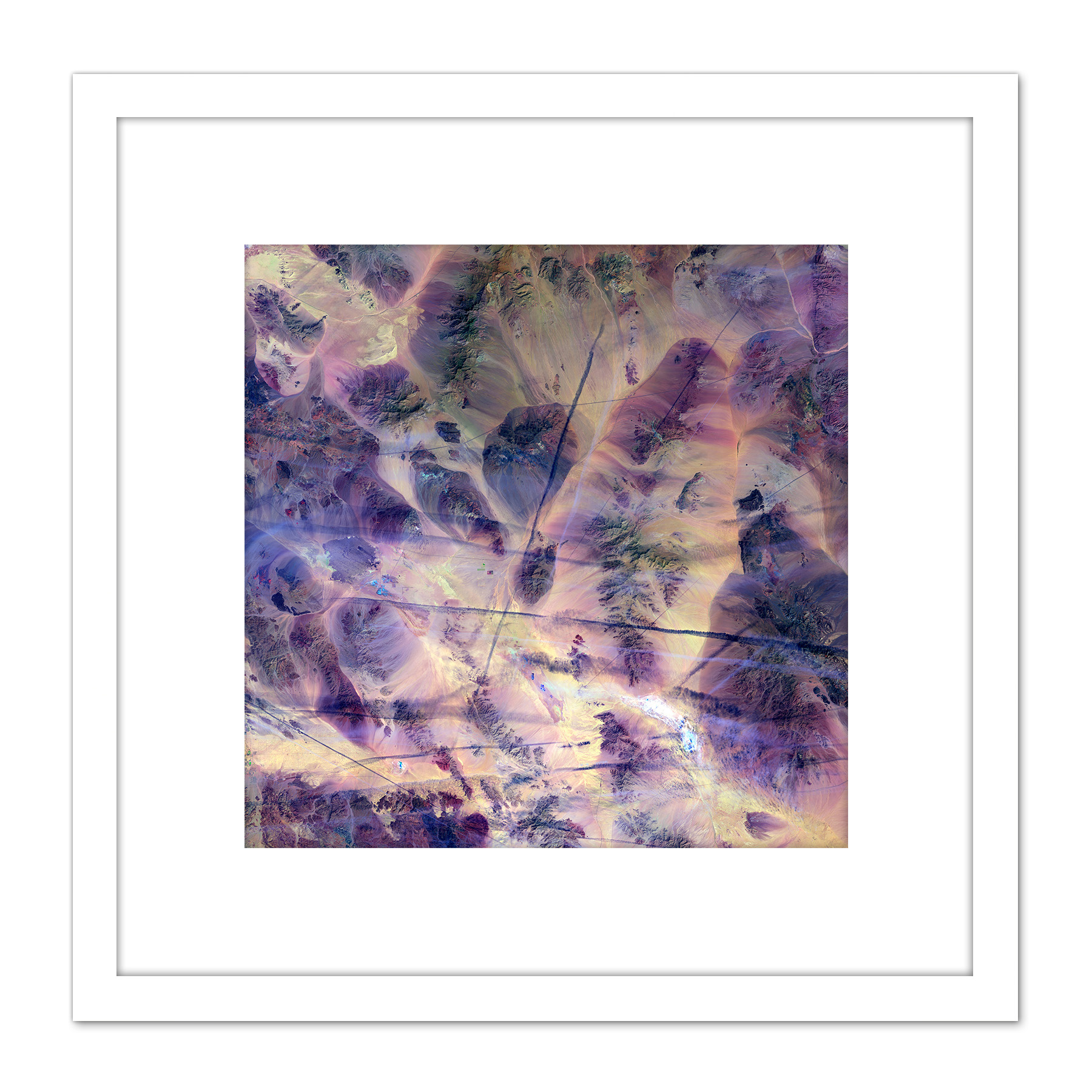 Abstract Gem Stone Purple Square Framed Wall Art 8X8 In