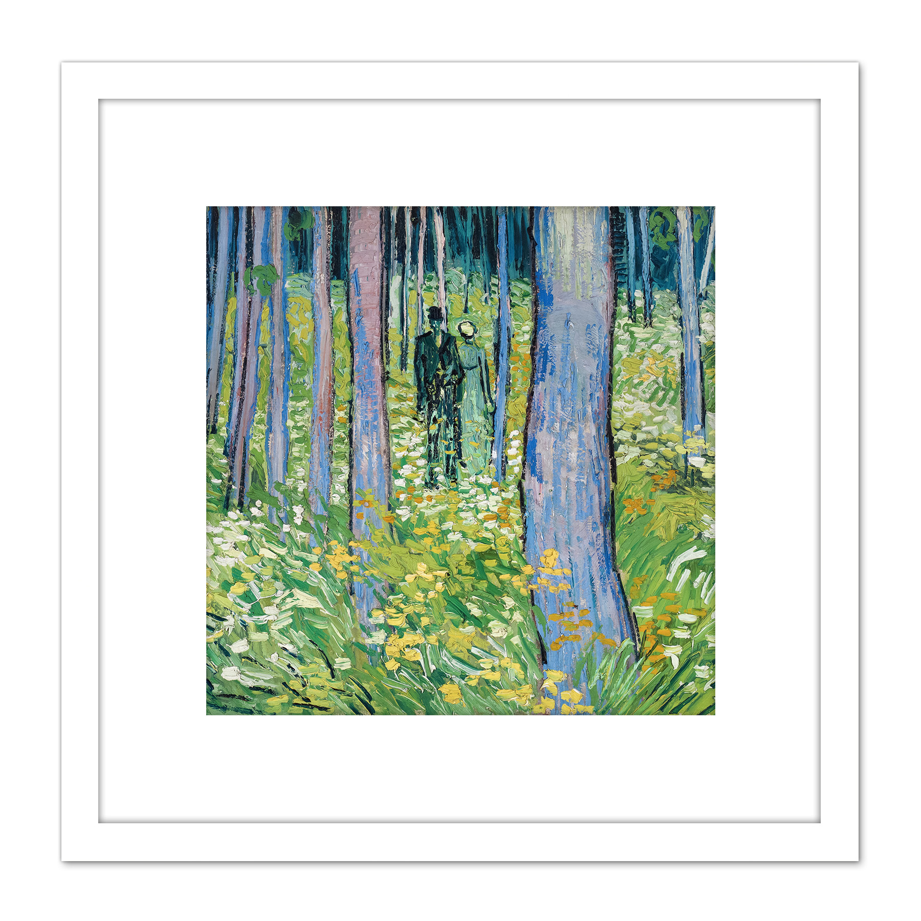 Van Gogh Undergrowth Two Figures Painting Square Framed Wall Art 8X8 In