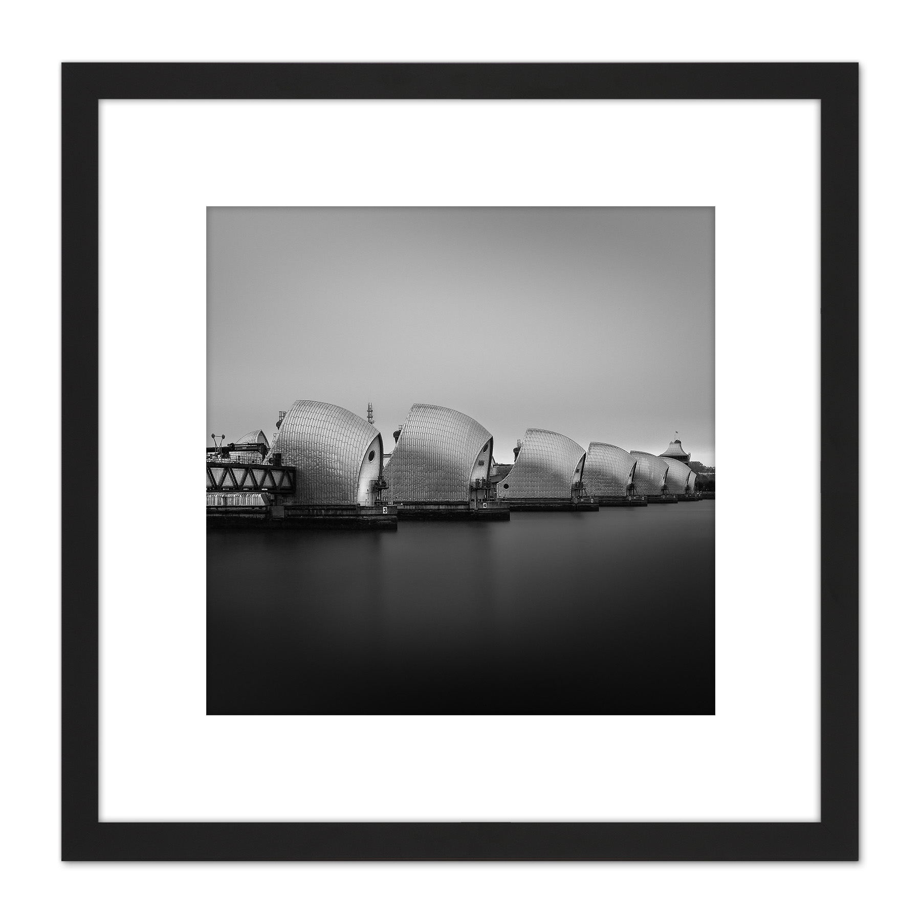 Warby Thames Barrier River View Photo Square Framed Wall Art 8X8 In