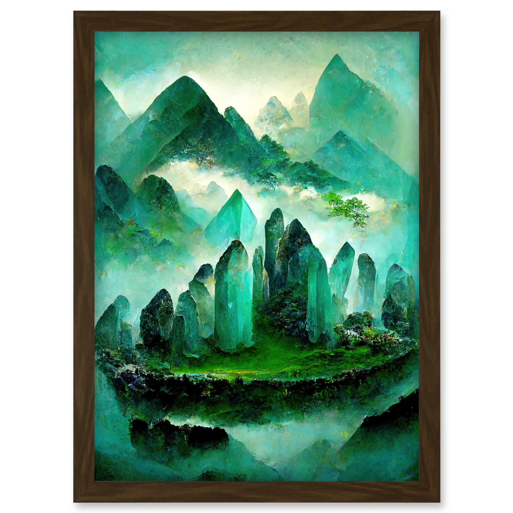 Mystical New Age Crystal Jade Green Land Framed Wall Art Picture Print A3 - Bild 7 von 26