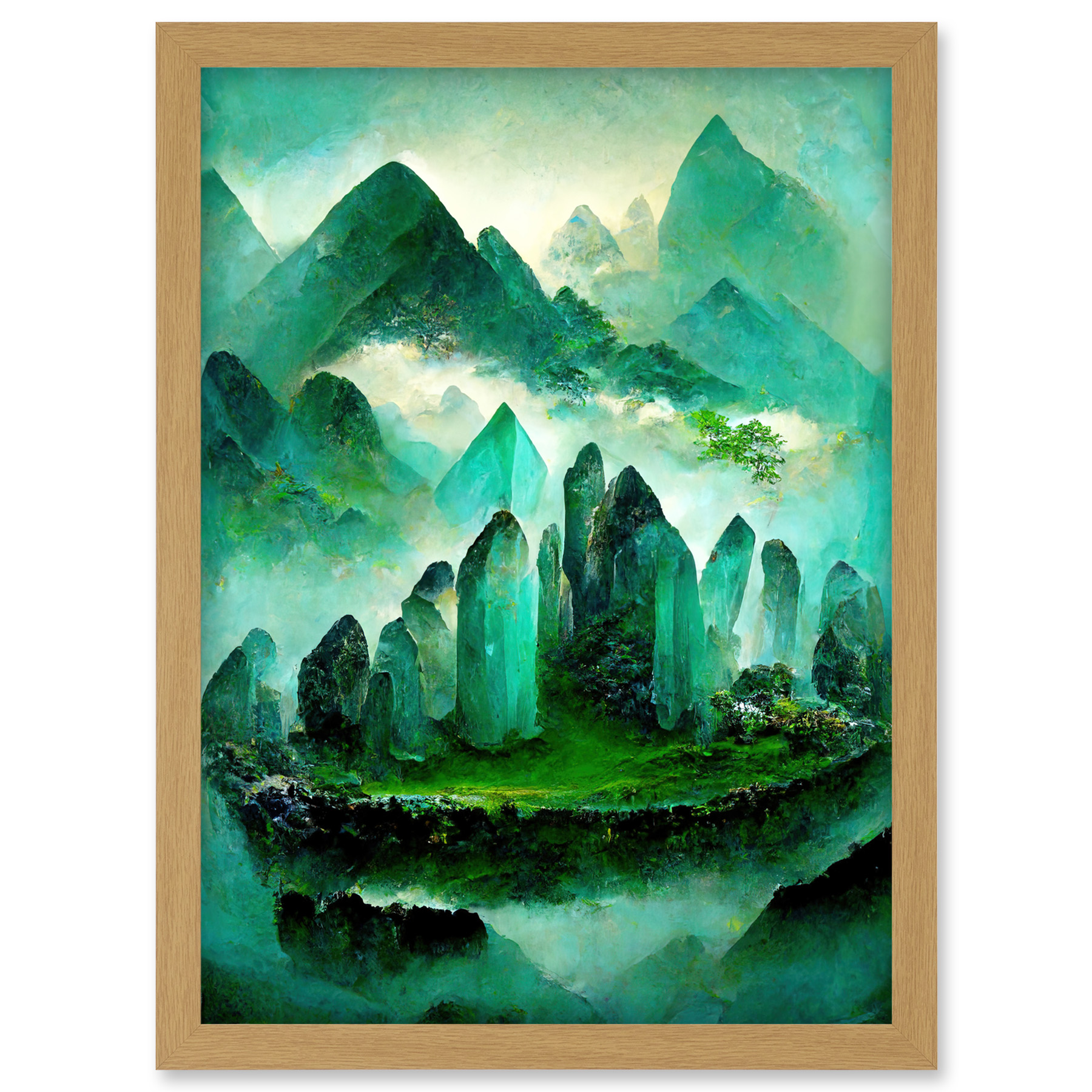 Mystical New Age Crystal Jade Green Land Framed Wall Art Picture Print A3 - Bild 17 von 26