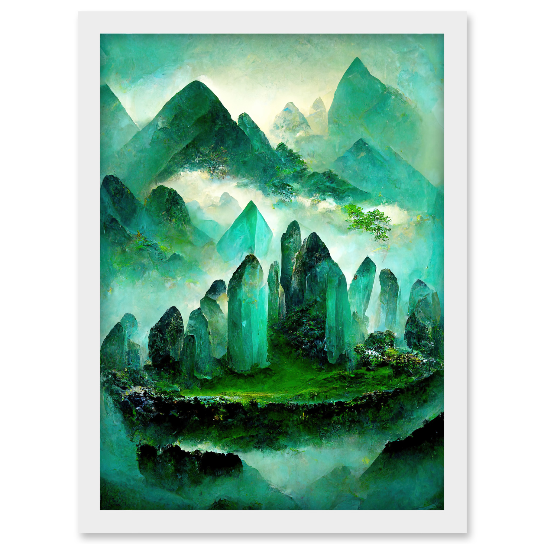 Mystical New Age Crystal Jade Green Land Framed Wall Art Picture Print A3 - Bild 22 von 26