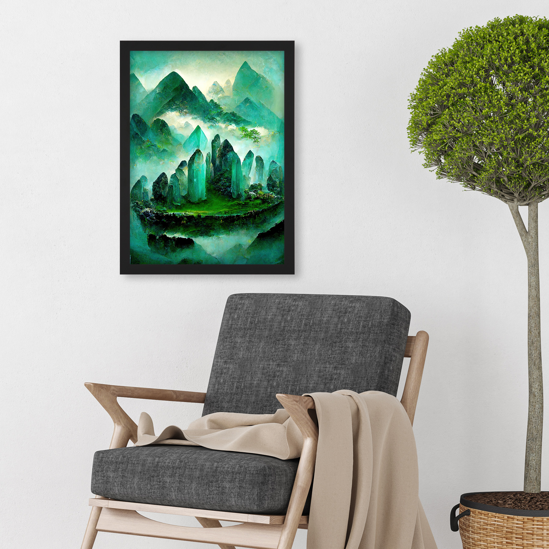 Mystical New Age Crystal Jade Green Land Framed Wall Art Picture Print A3 - Bild 3 von 26