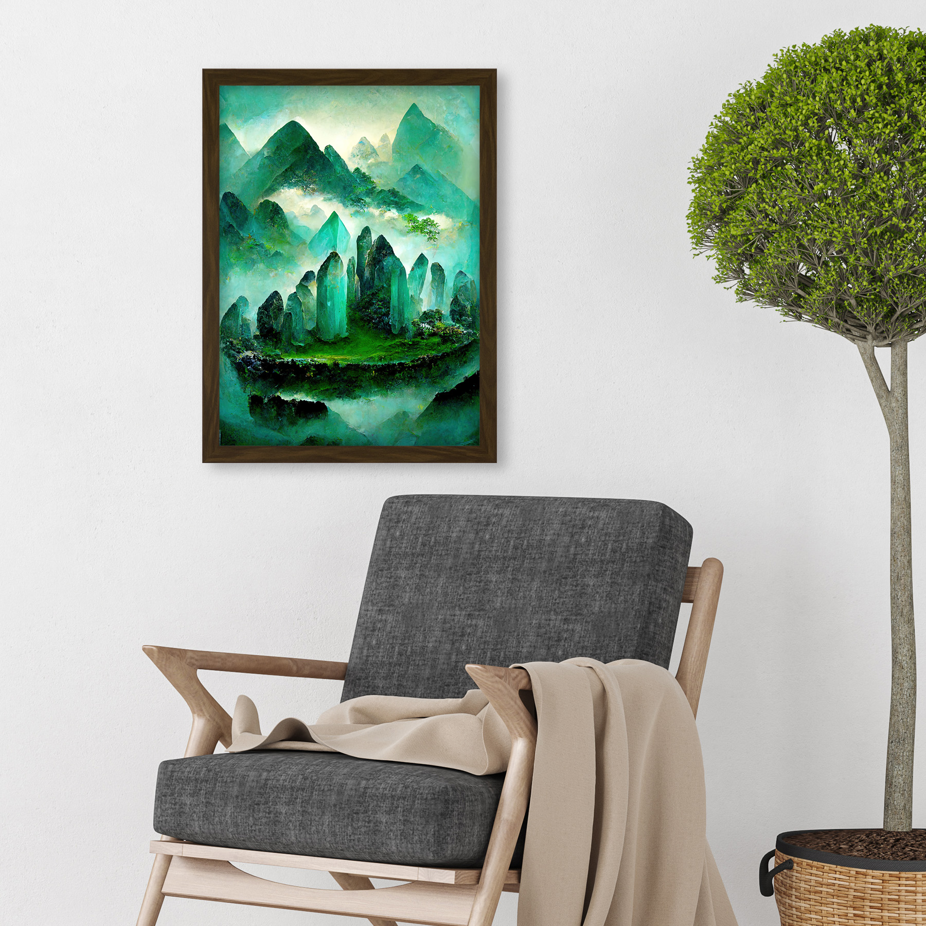 Mystical New Age Crystal Jade Green Land Framed Wall Art Picture Print A3 - Bild 8 von 26