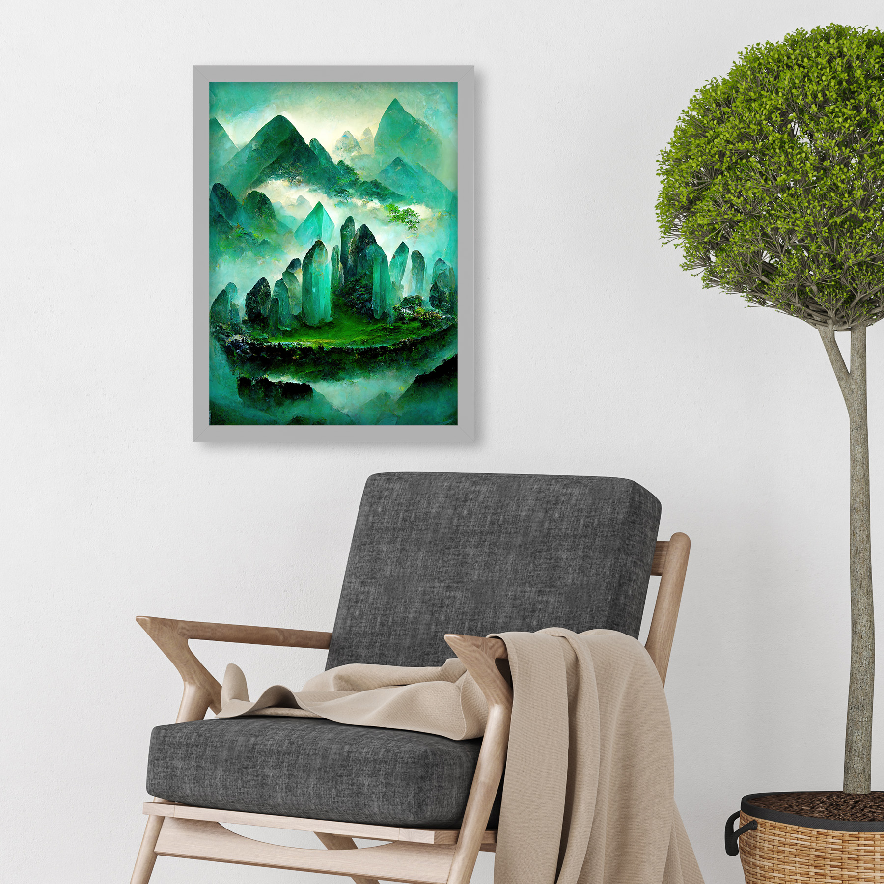 Mystical New Age Crystal Jade Green Land Framed Wall Art Picture Print A3 - Bild 13 von 26