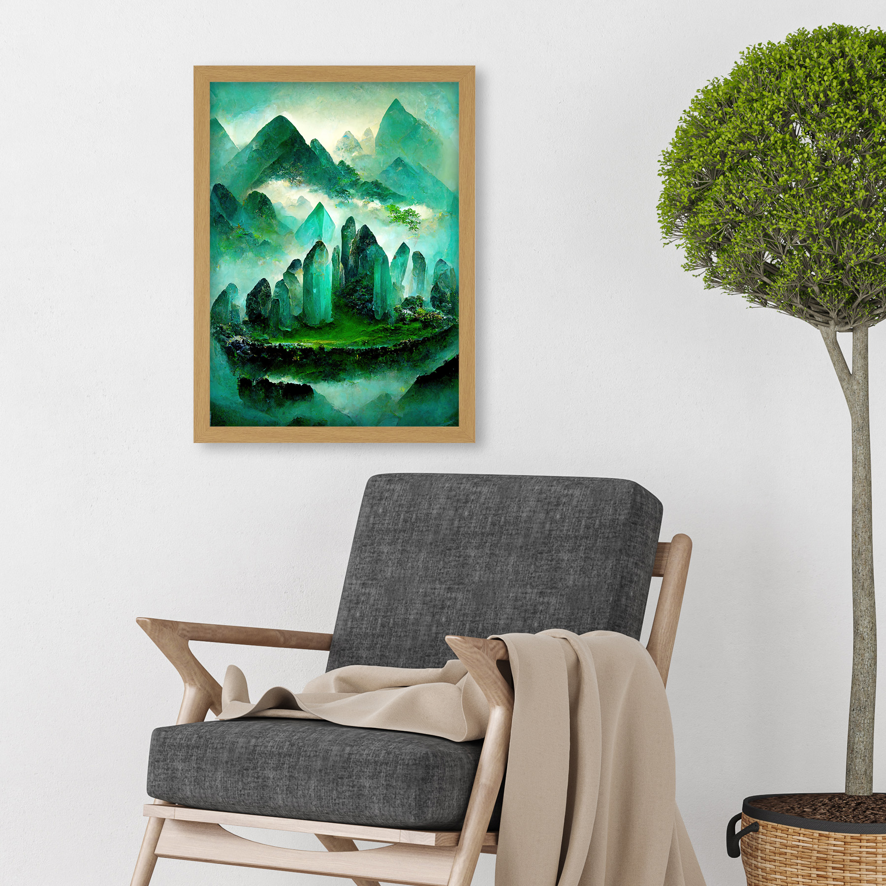 Mystical New Age Crystal Jade Green Land Framed Wall Art Picture Print A3 - Bild 18 von 26