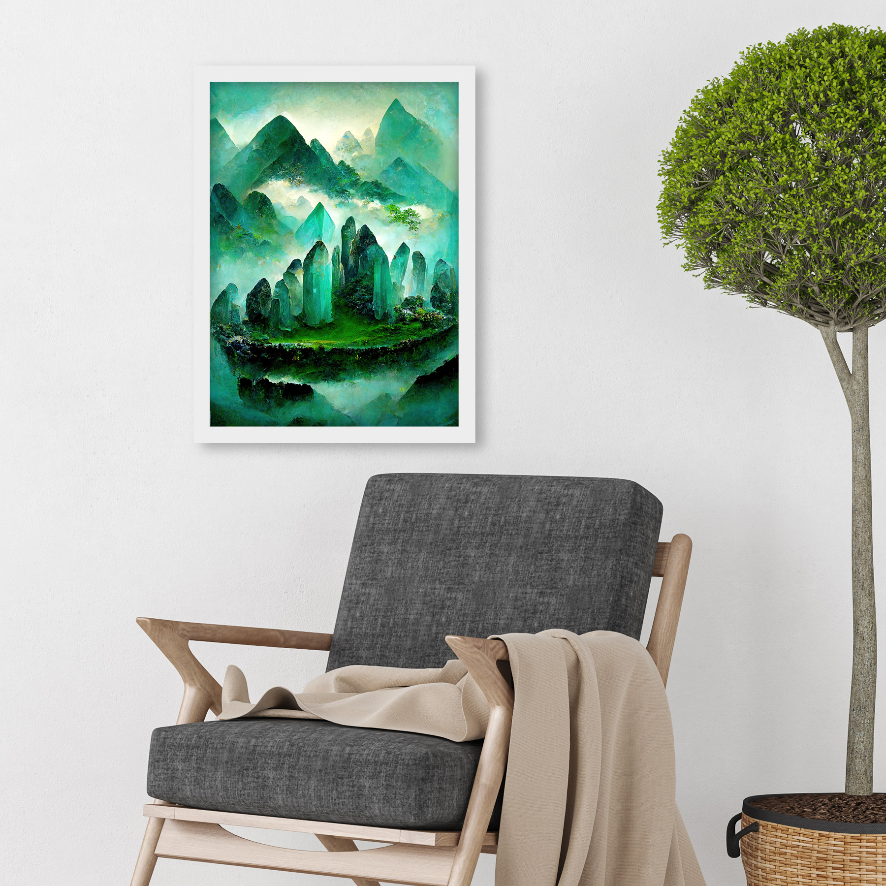 Mystical New Age Crystal Jade Green Land Framed Wall Art Picture Print A3 - Bild 23 von 26
