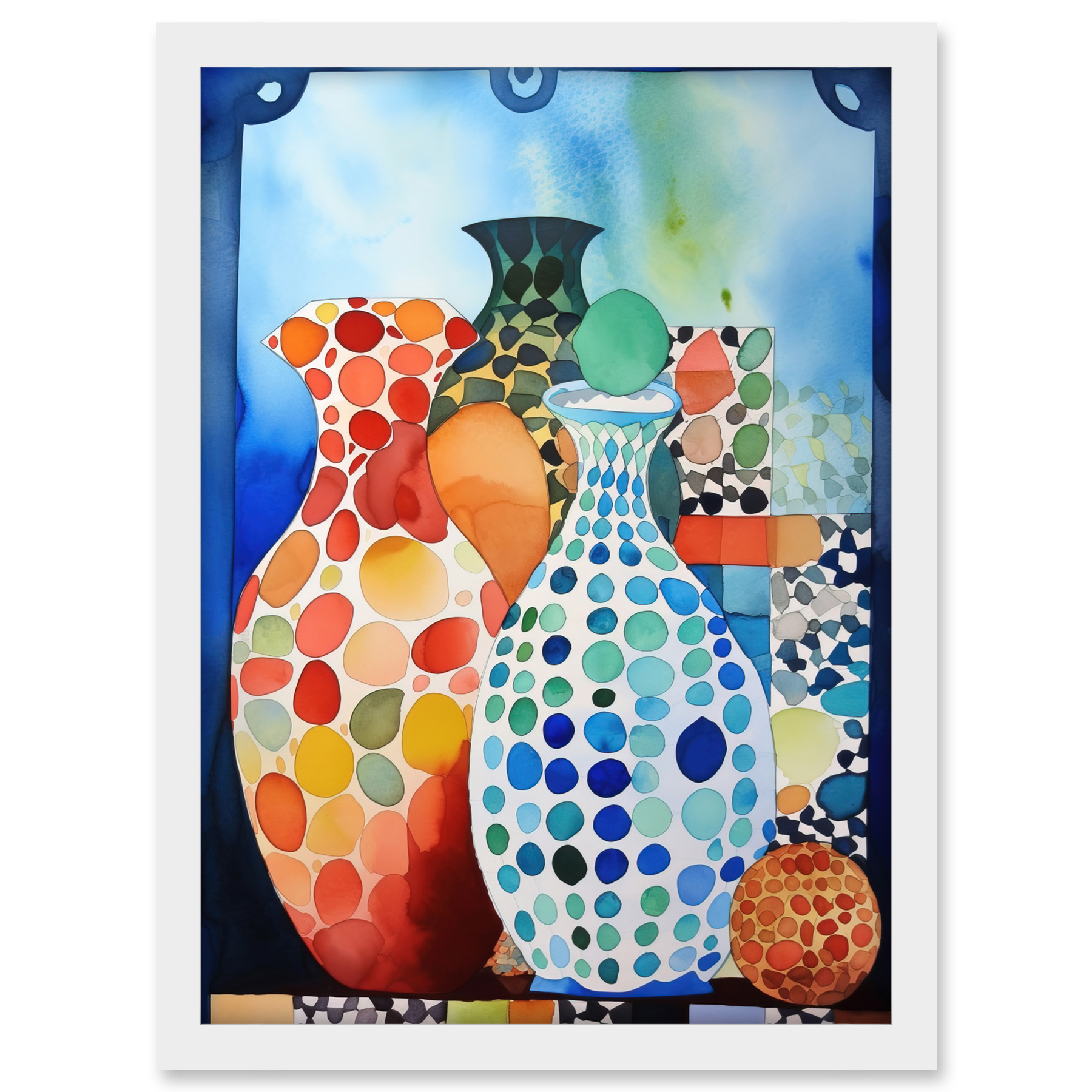 Gepunktete Porzellan Keramik Vasen Moderne Volkskunst Gerahmt Kunst Bild Druck A3 - Bild 26 von 31
