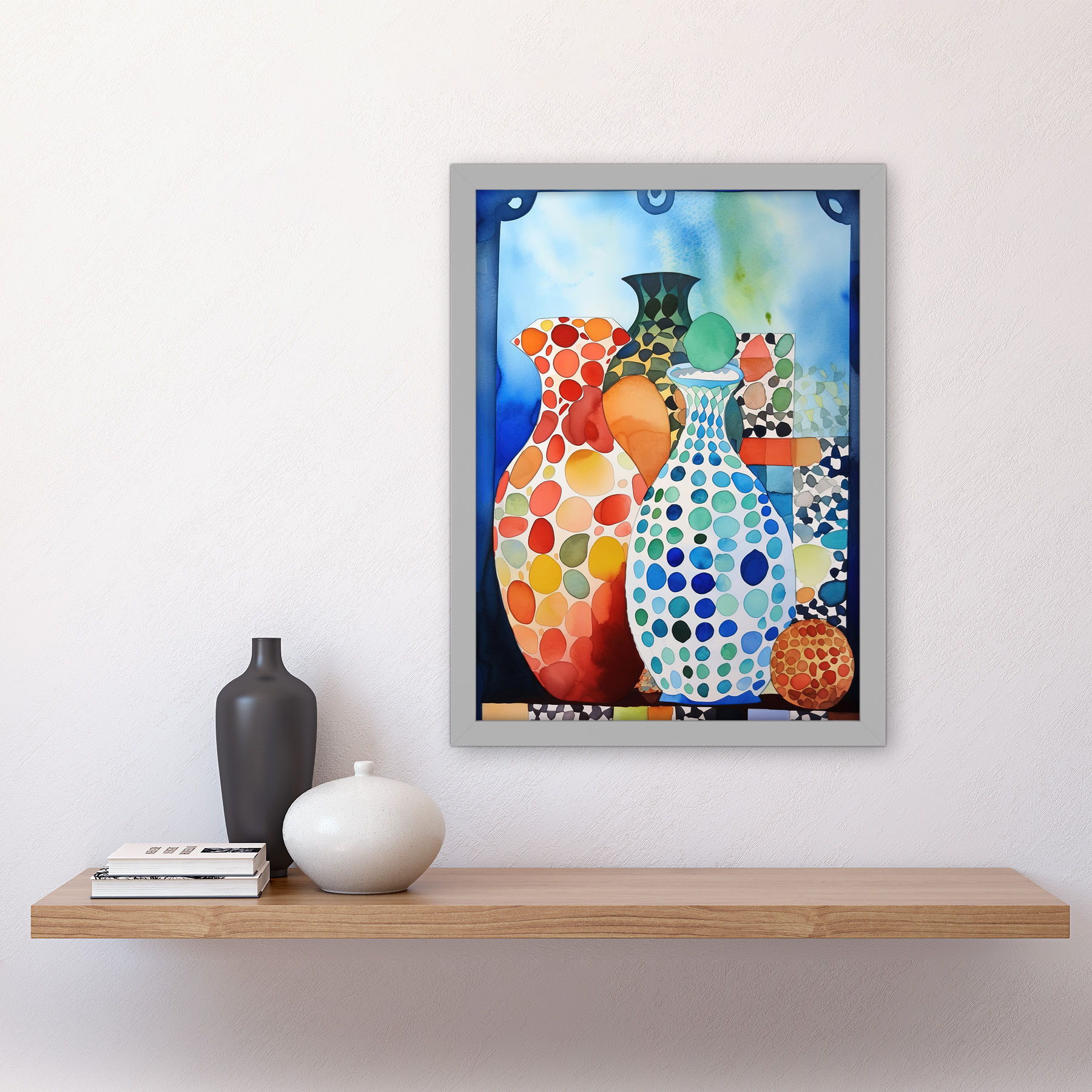 Gepunktete Porzellan Keramik Vasen Moderne Volkskunst Gerahmt Kunst Bild Druck A3 - Bild 15 von 31