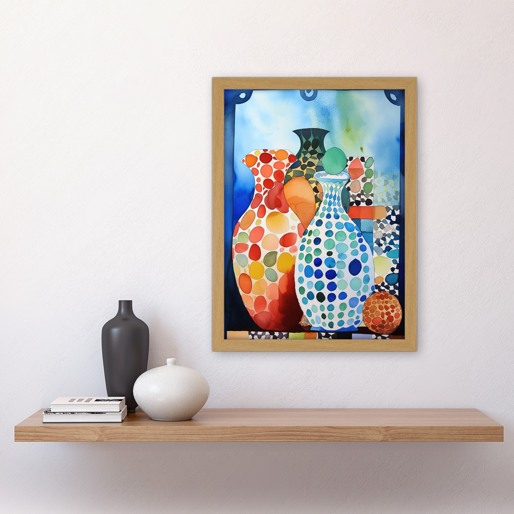 Gepunktete Porzellan Keramik Vasen Moderne Volkskunst Gerahmt Kunst Bild Druck A3 - Bild 21 von 31