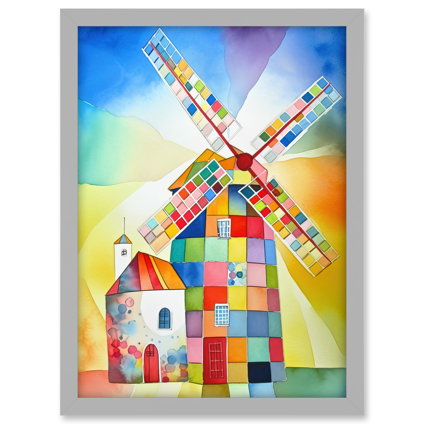 Abstraktes Patchwork Windmühle Alt Amsterdam Volkskunst Gerahmtes Kunst Bild Druck A3 - Bild 14 von 31