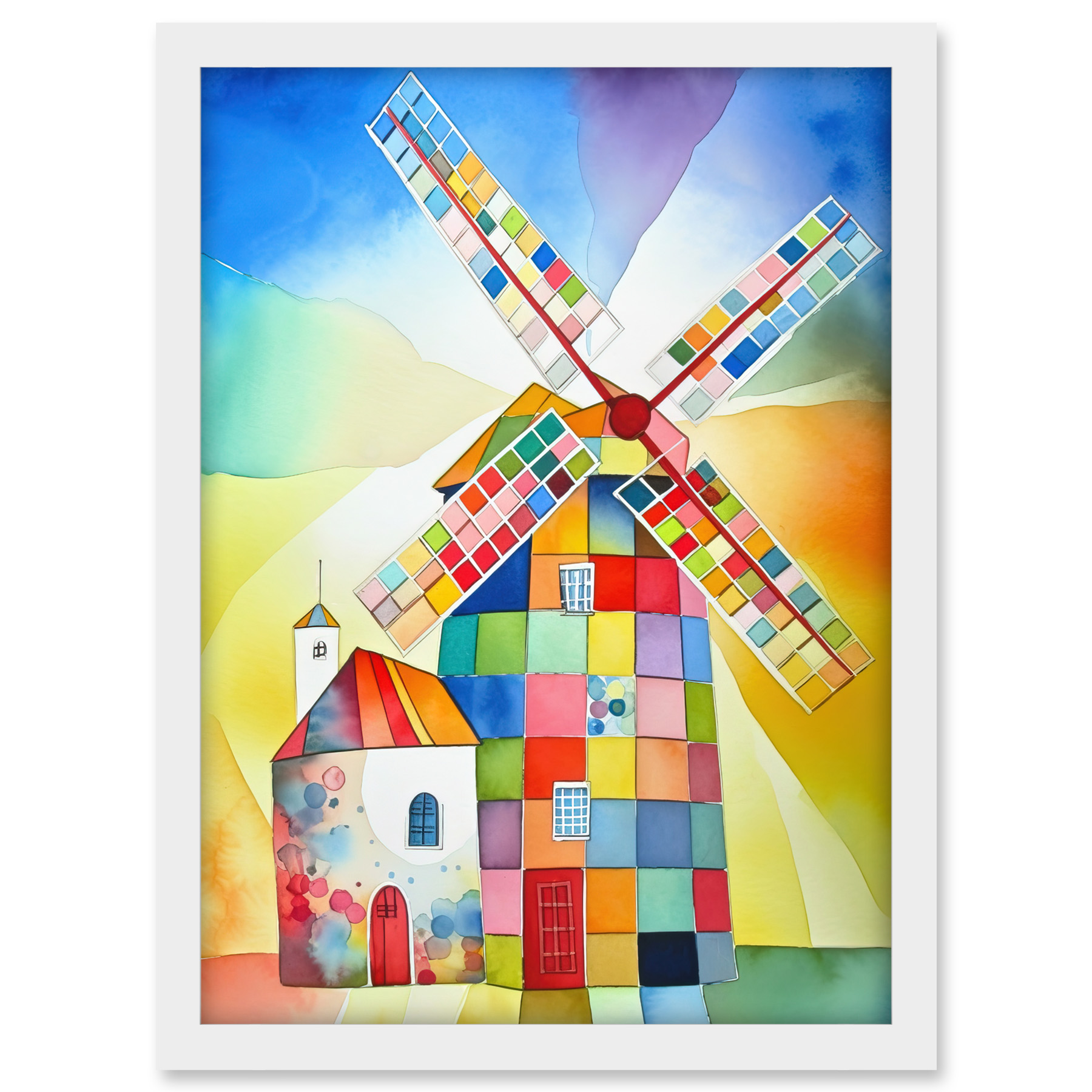 Abstraktes Patchwork Windmühle Alt Amsterdam Volkskunst Gerahmtes Kunst Bild Druck A3 - Bild 26 von 31