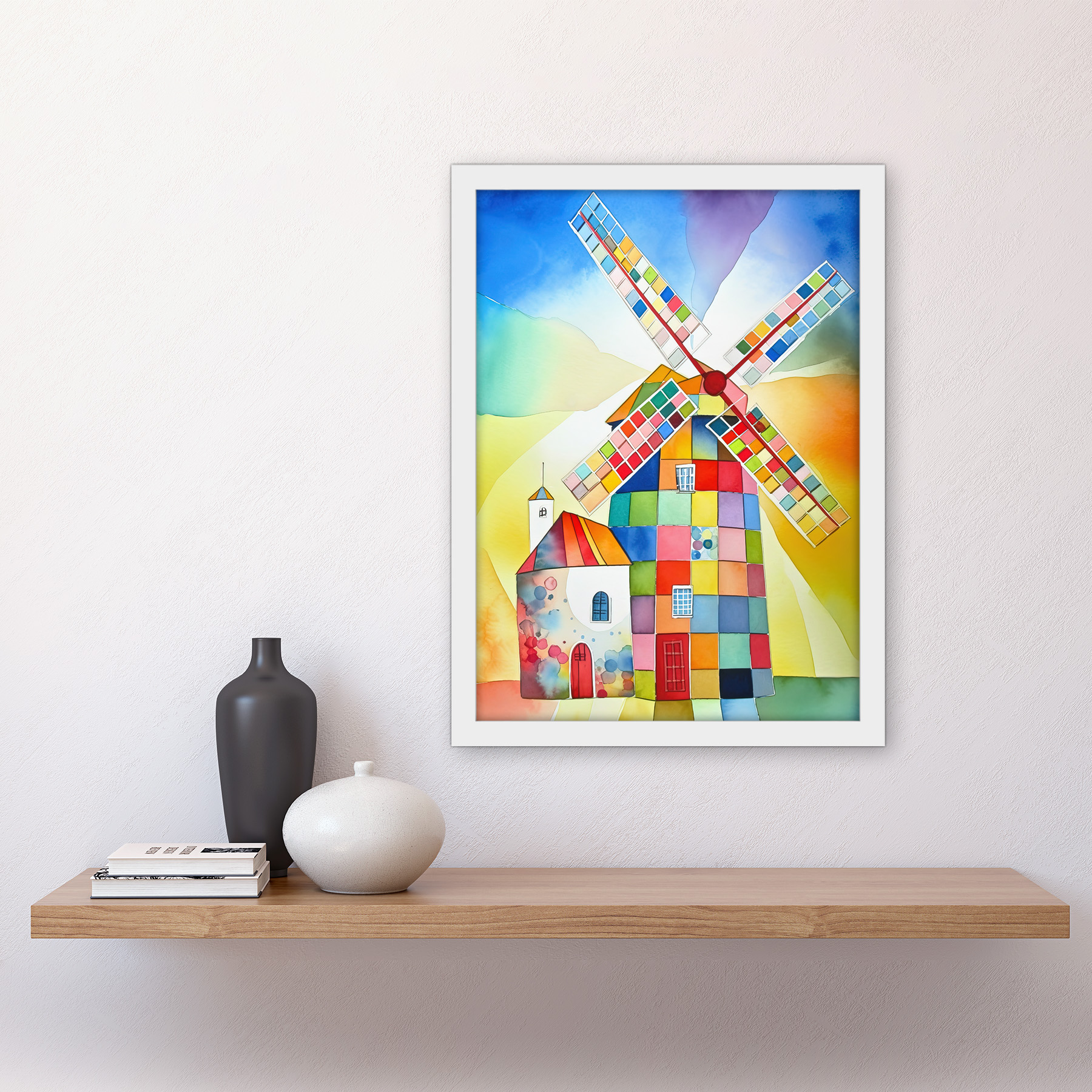 Abstraktes Patchwork Windmühle Alt Amsterdam Volkskunst Gerahmtes Kunst Bild Druck A3 - Bild 27 von 31
